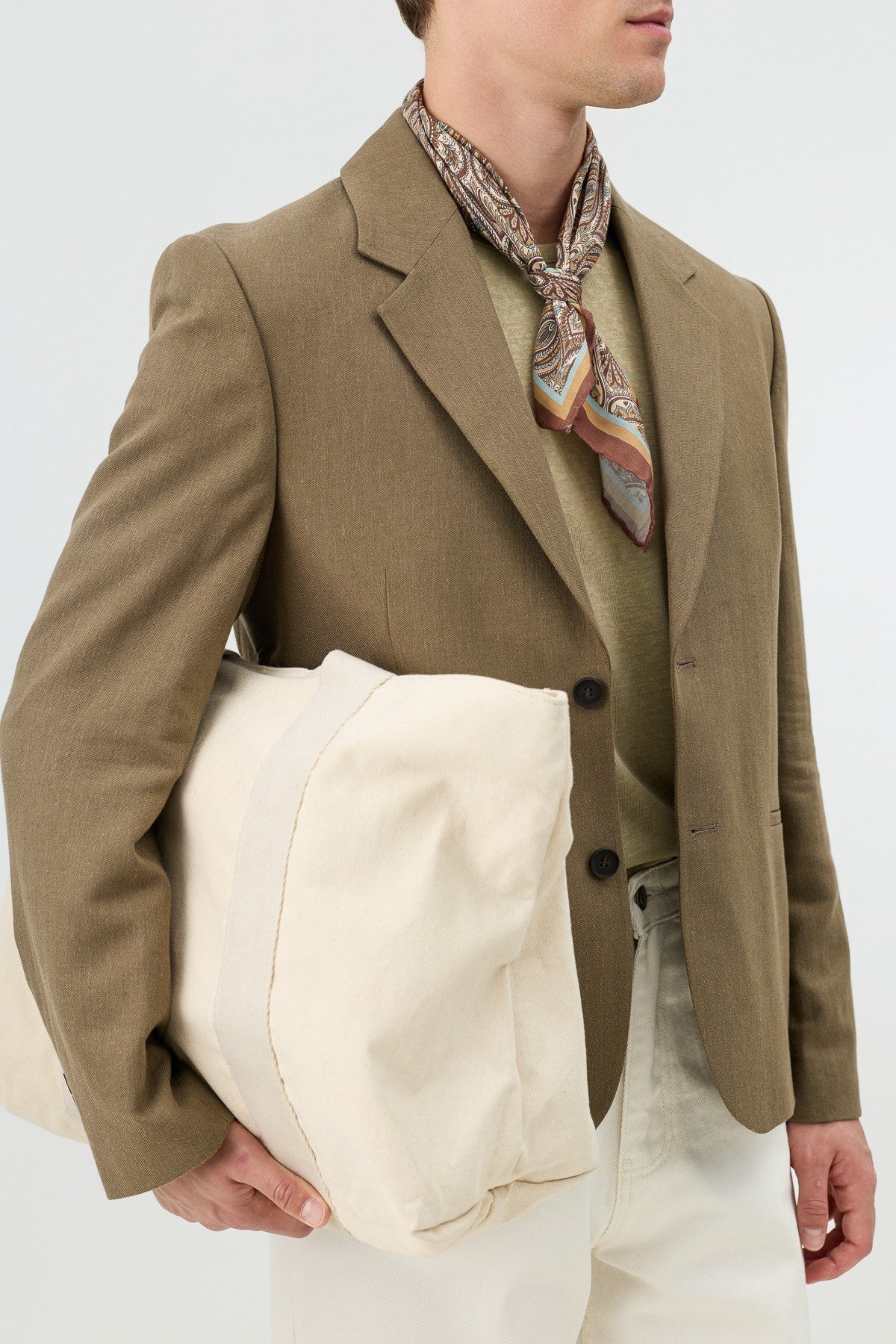 Antioch Keten Karışımlı Balıksırtı Desenli Erkek Blazer Ceket