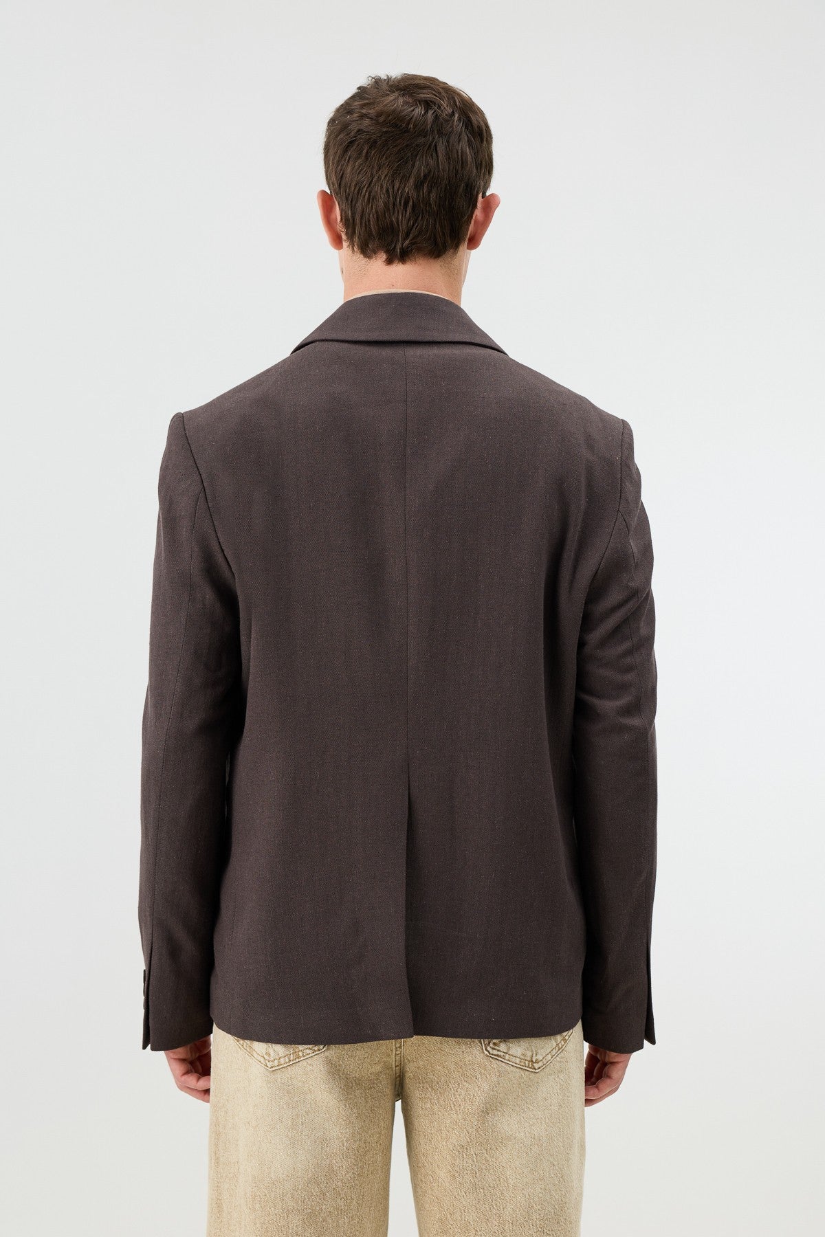 Antioch Keten Karışımlı Balıksırtı Desenli Erkek Blazer Ceket