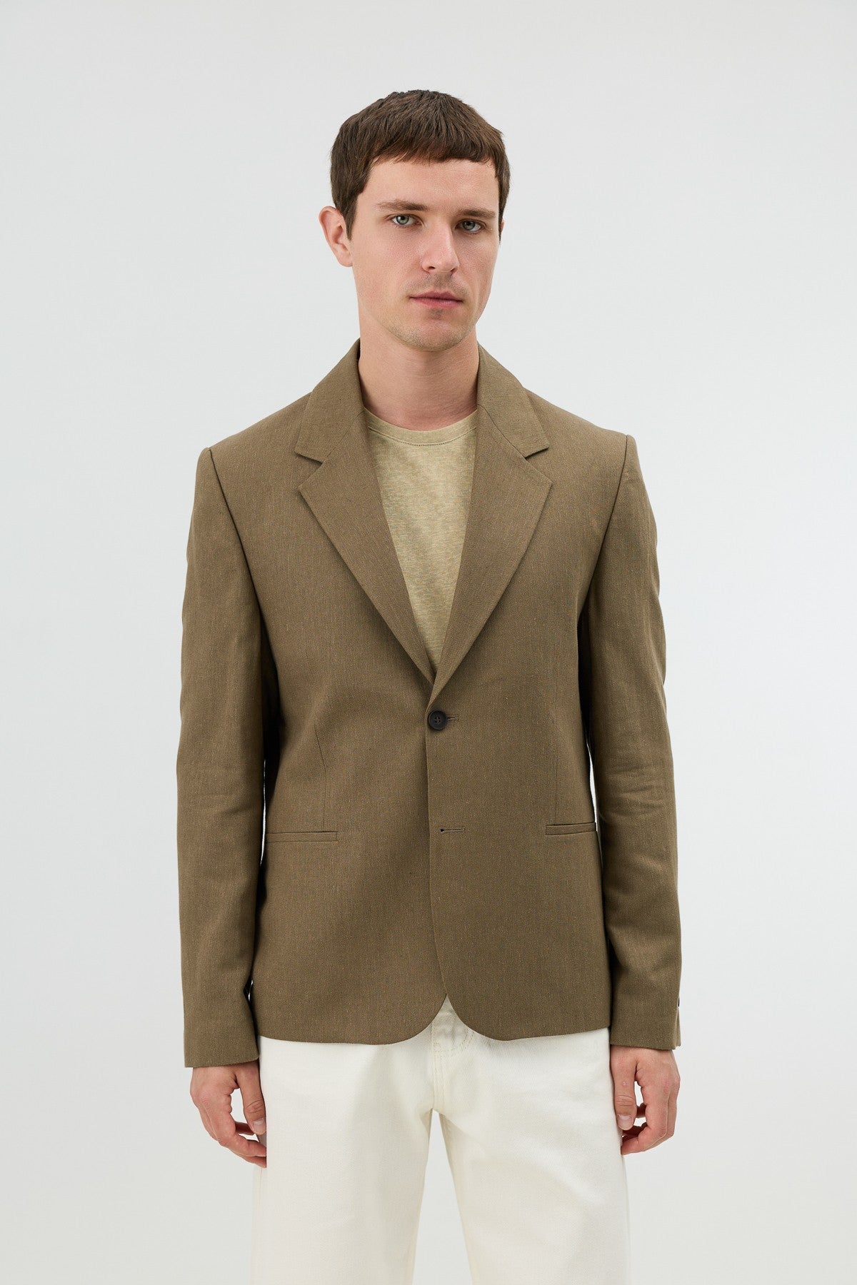 Antioch Keten Karışımlı Balıksırtı Desenli Erkek Blazer Ceket