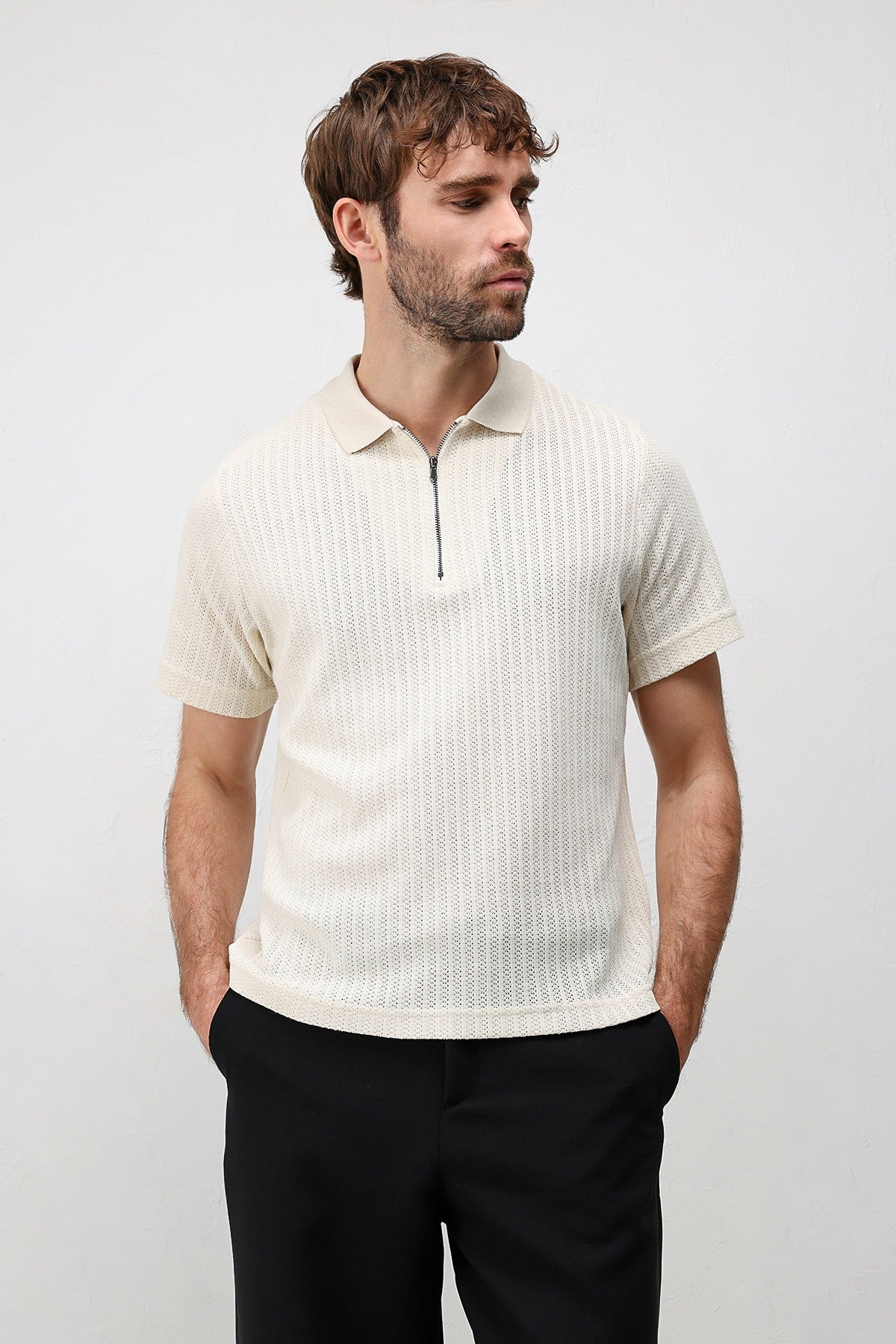 Antioch Dokulu Örme Polo Yaka Erkek T-Shirt