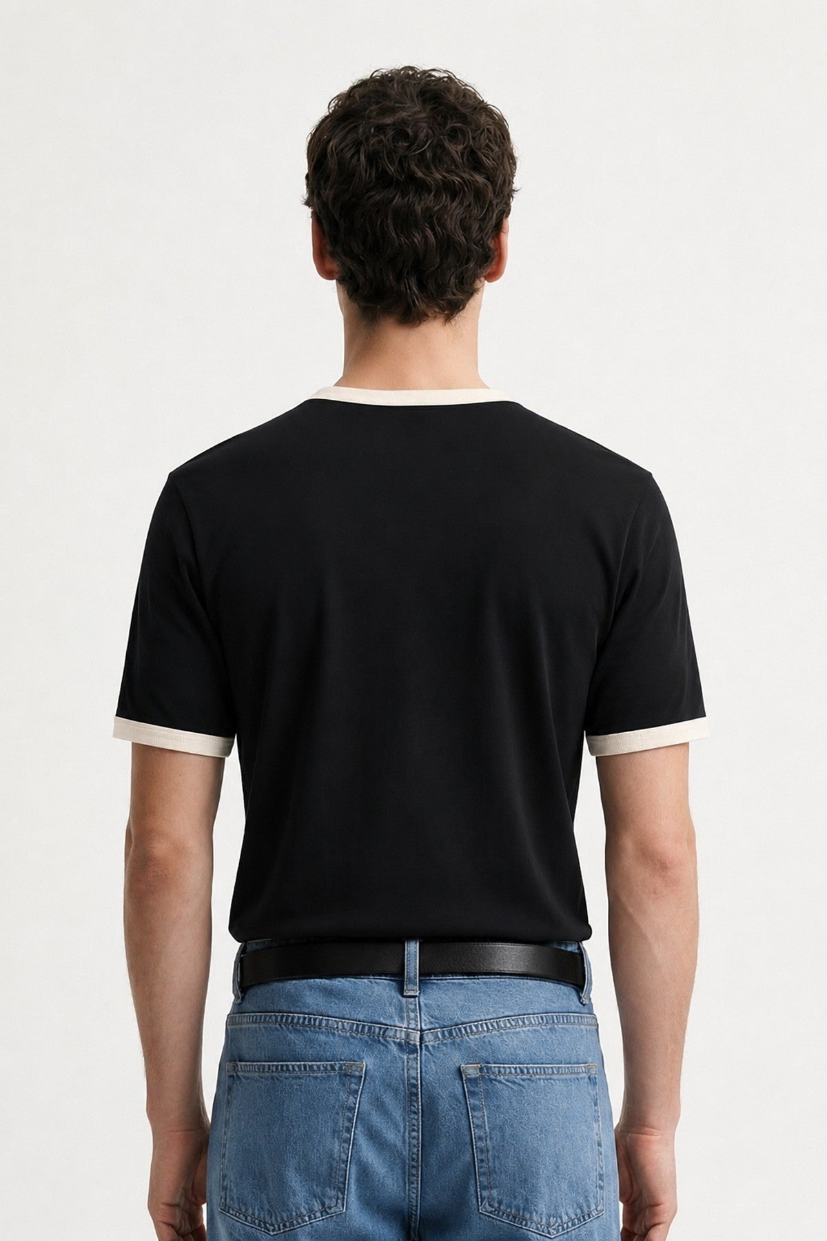 Kontrast Yaka Erkek T-Shirt