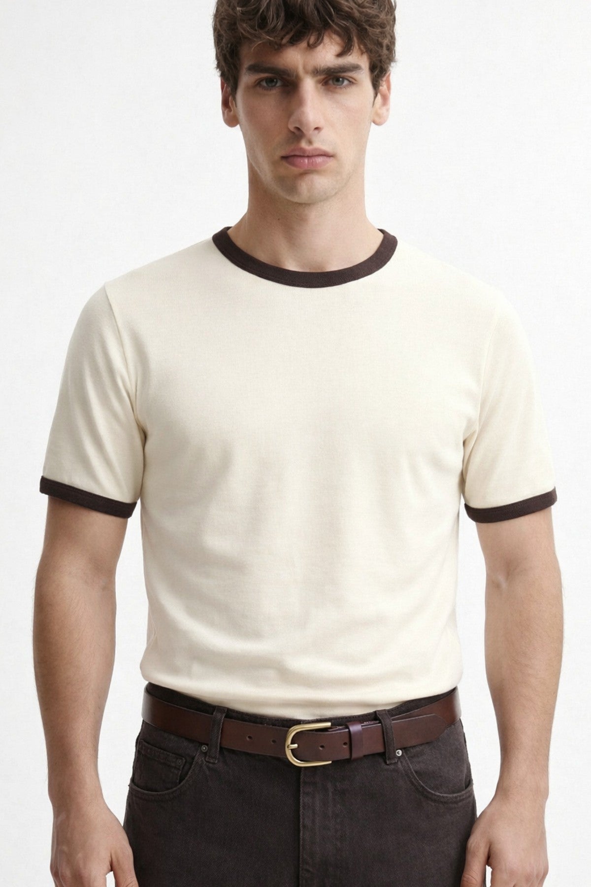 Kontrast Yaka Erkek T-Shirt