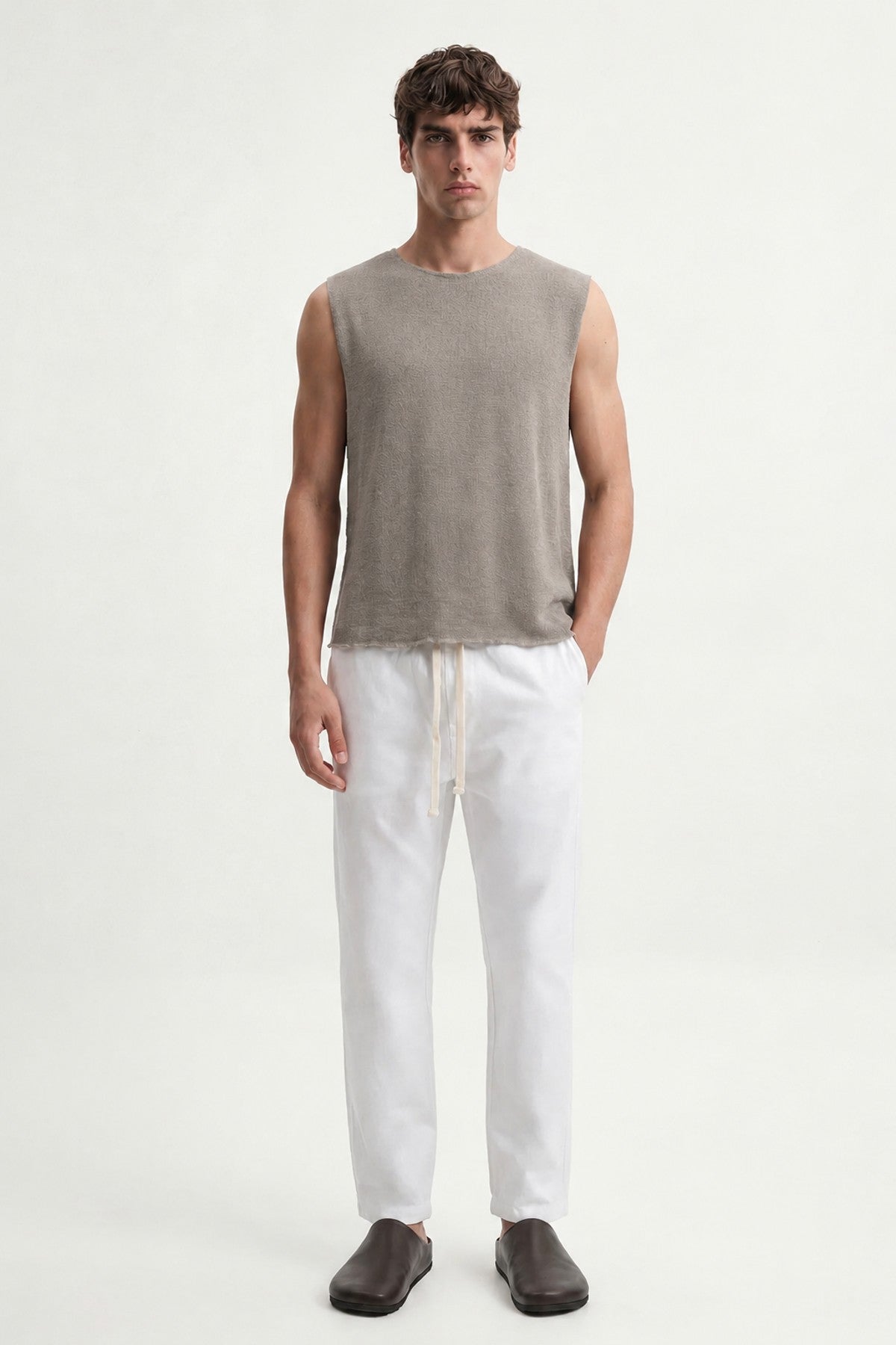 Relax Fit Dokulu Kolsuz T-shirt