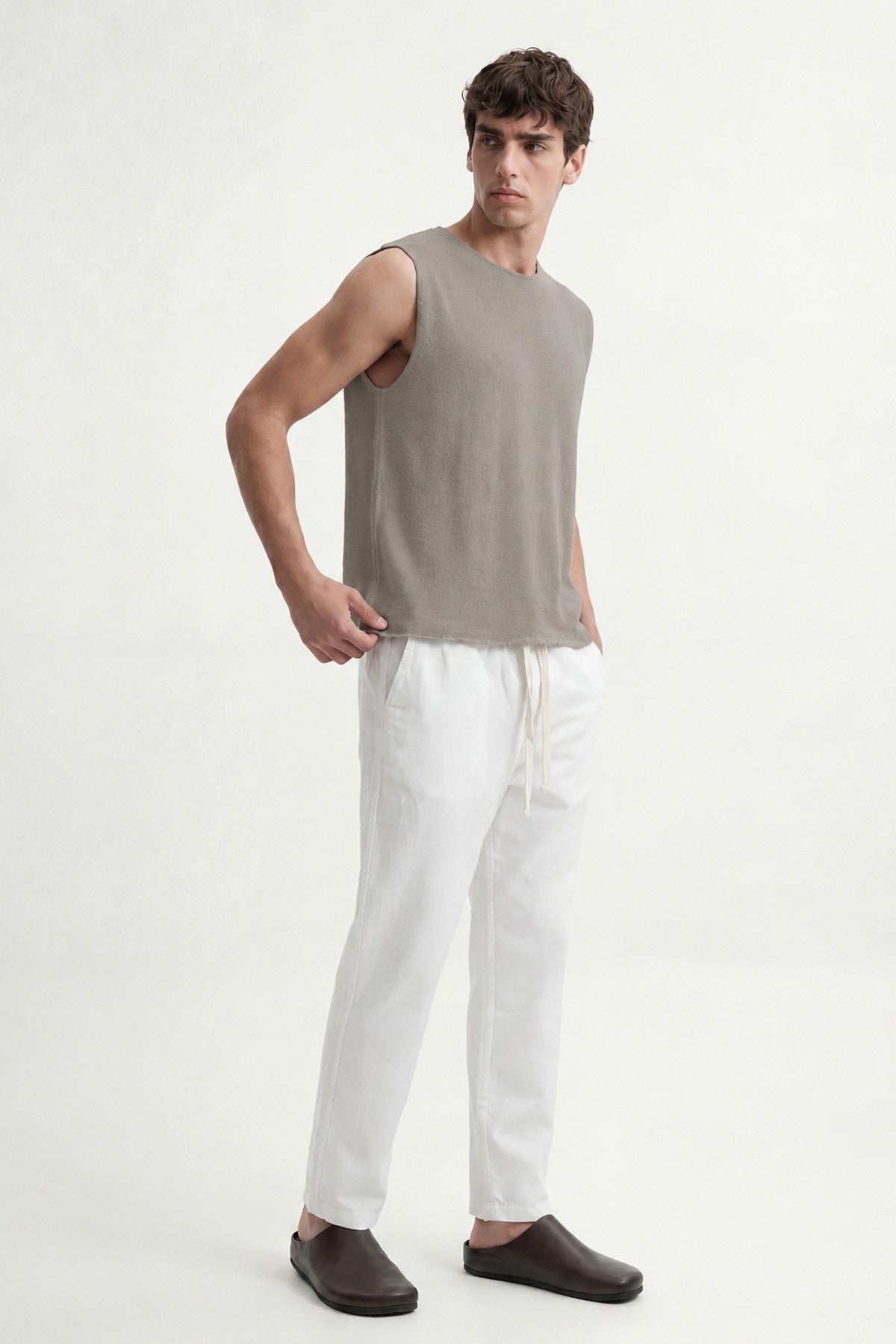 Relax Fit Dokulu Kolsuz T-shirt
