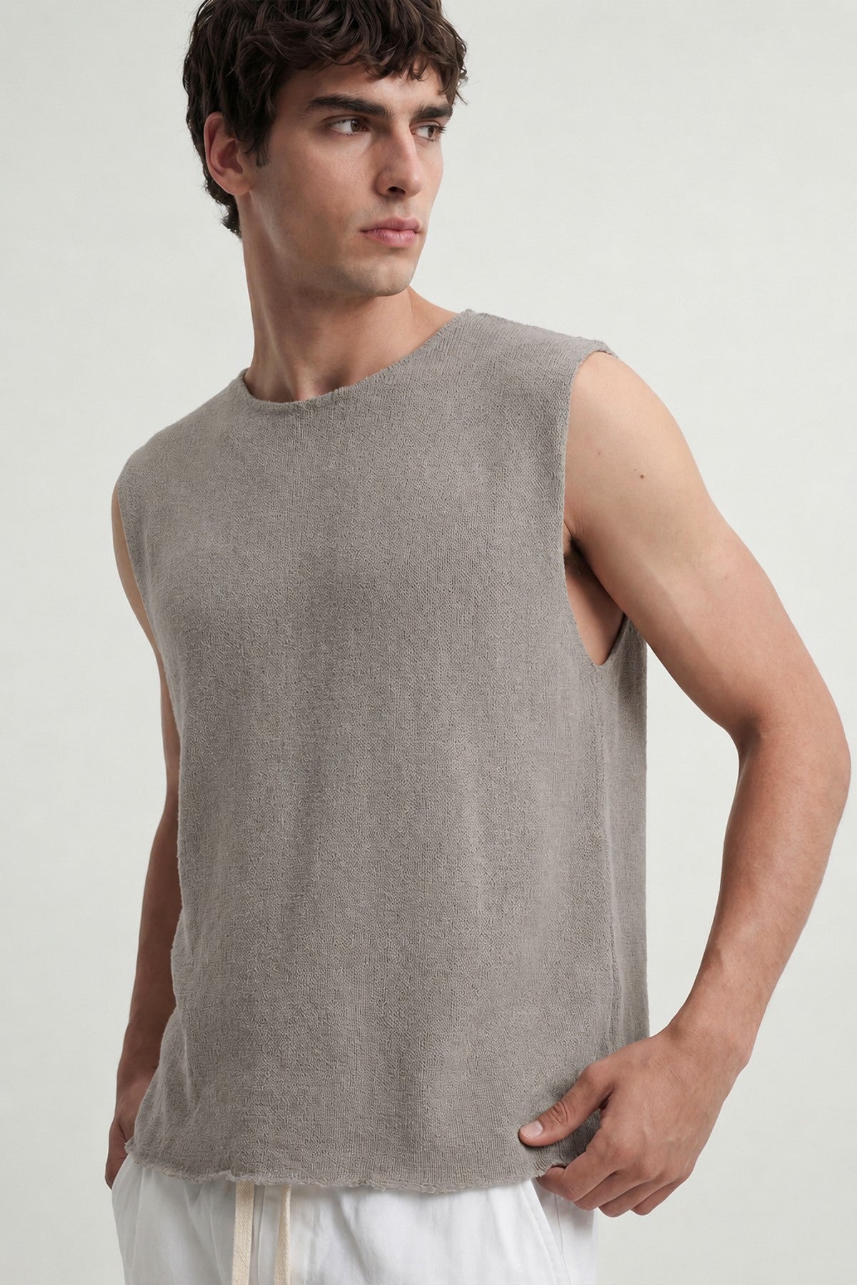 Relax Fit Dokulu Kolsuz T-shirt