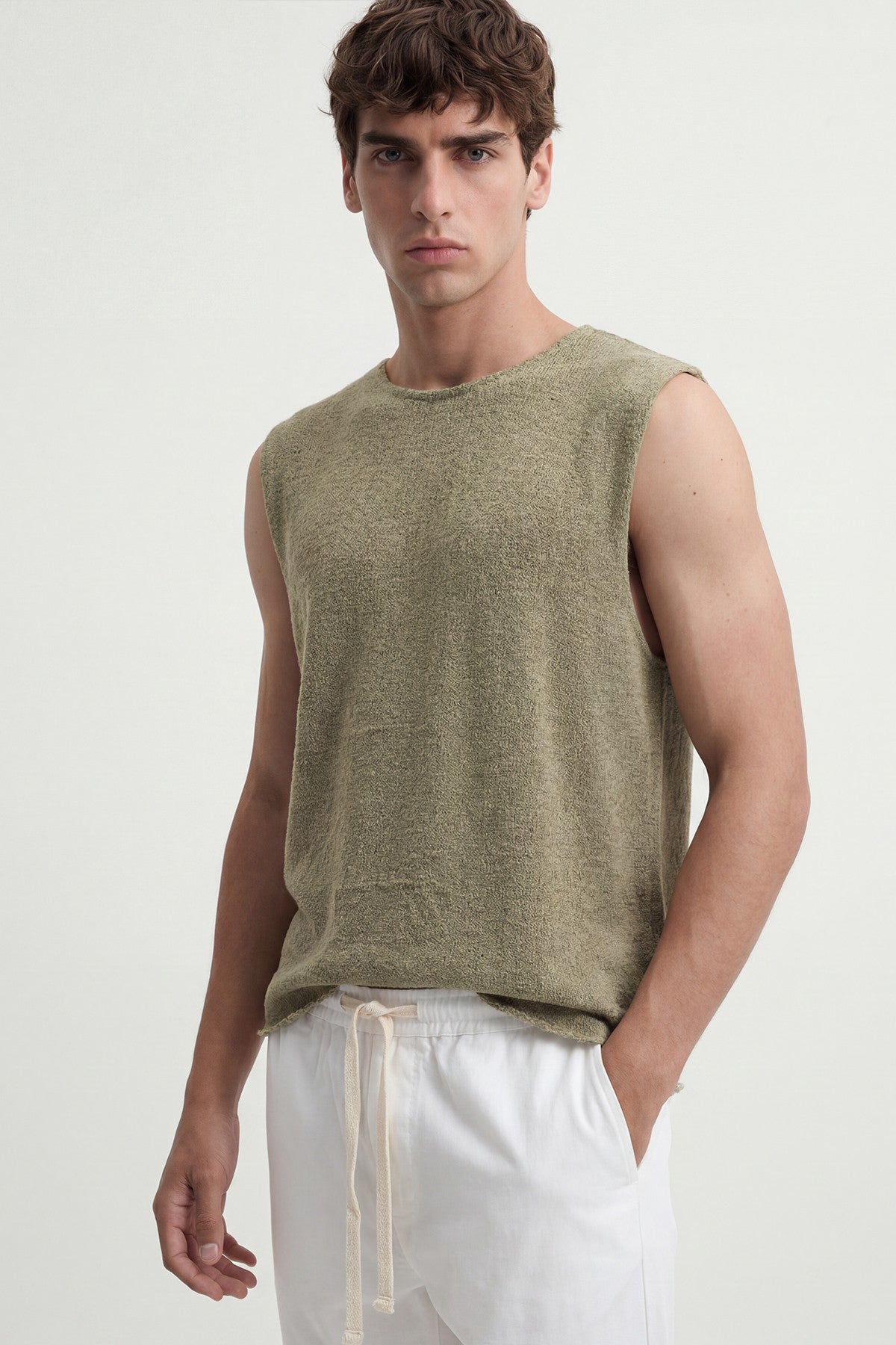 Relax Fit Dokulu Kolsuz T-shirt