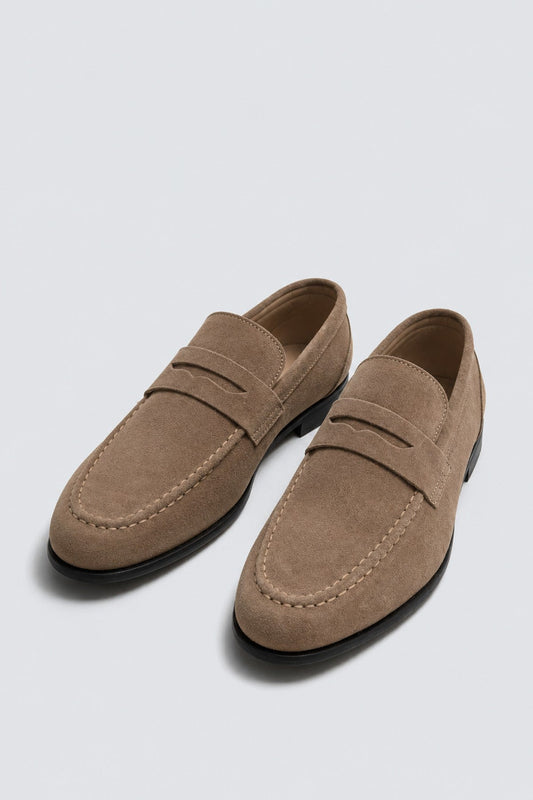 %100 Süet İnce Taban Loafer