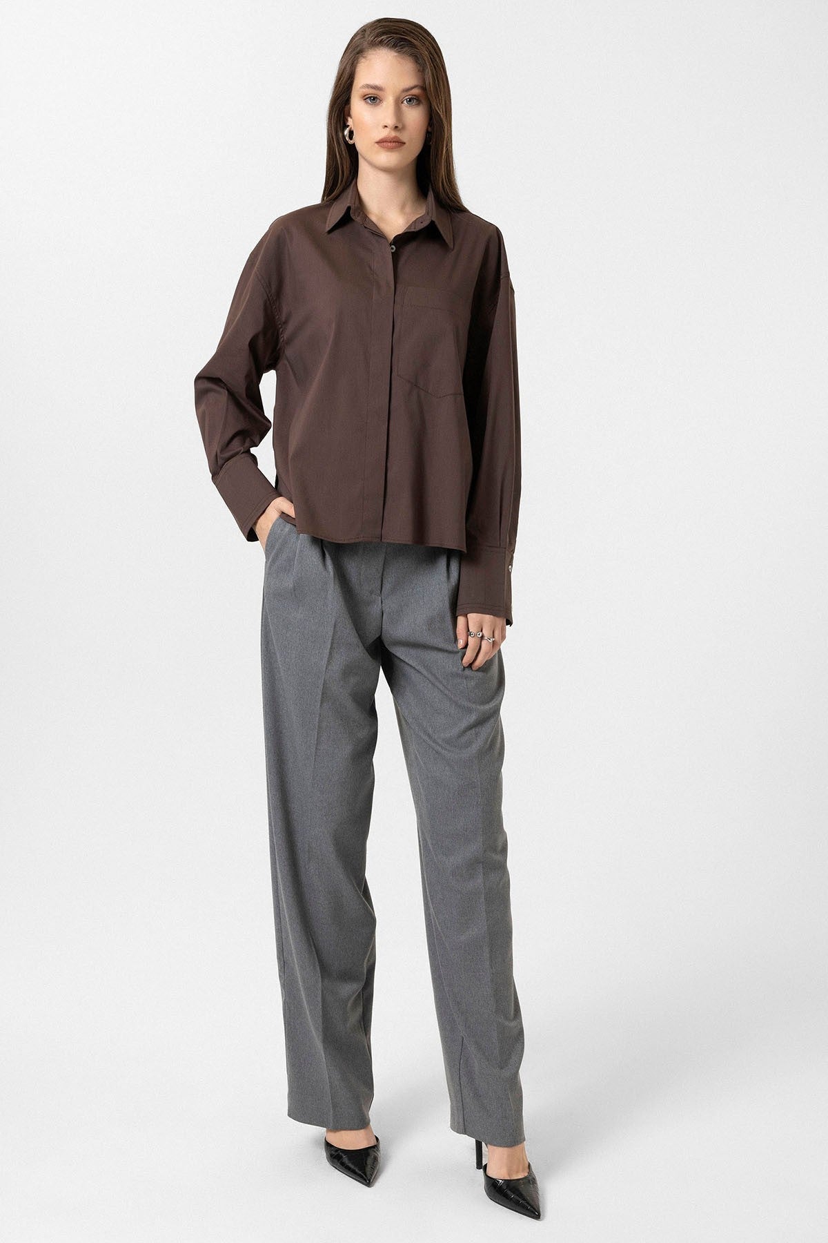 Antioch Kadın Basic Oversize Gömlek
