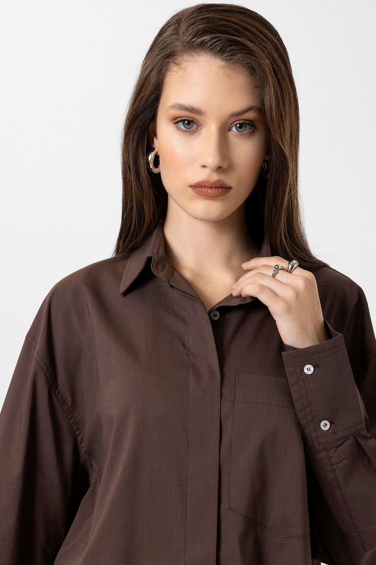 Antioch Kadın Basic Oversize Gömlek