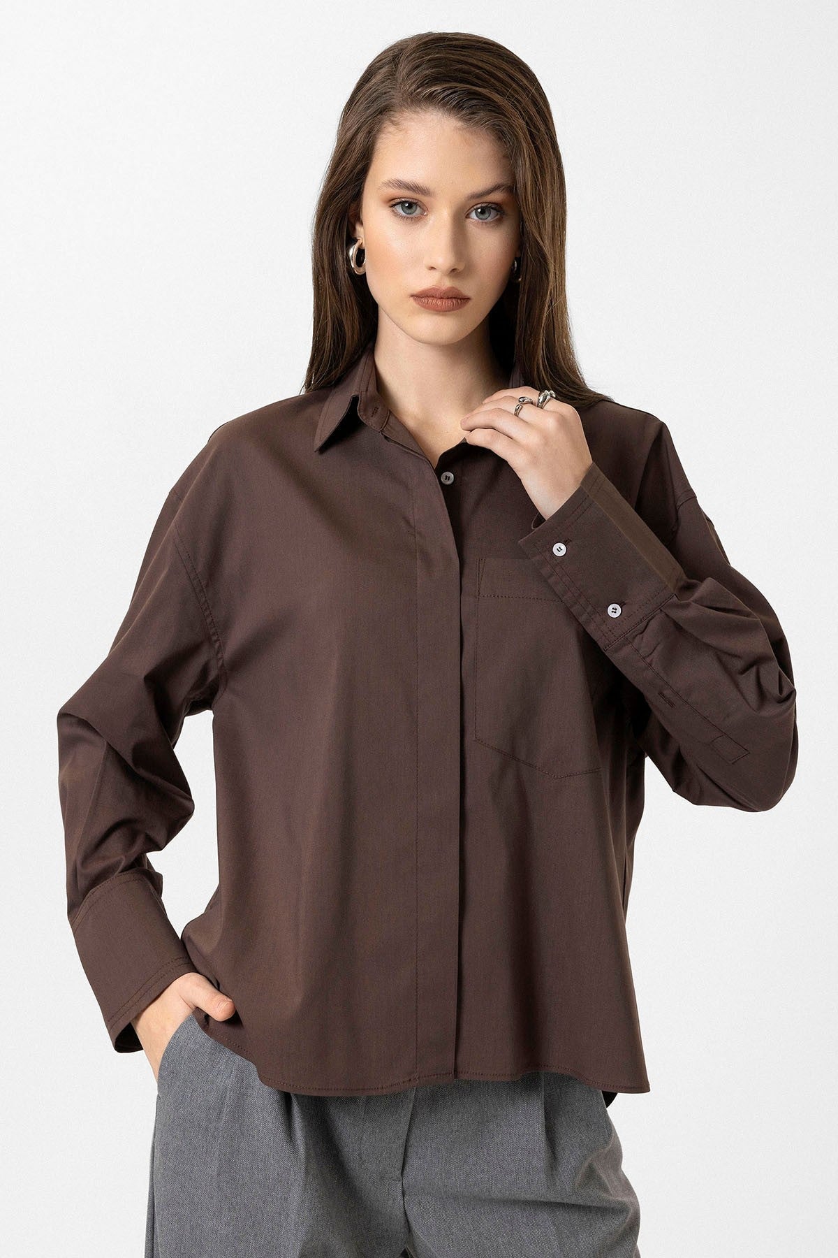 Antioch Kadın Basic Oversize Gömlek