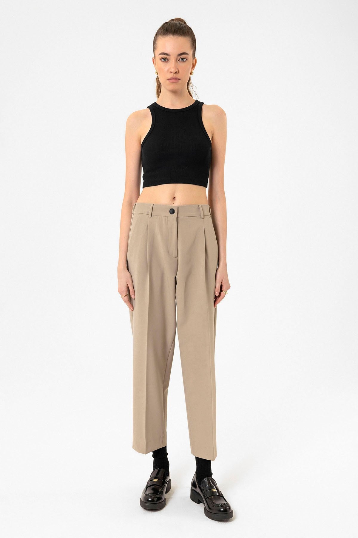 Antioch Kadın Yüksek Bel Straight Fit Kısa Pantolon