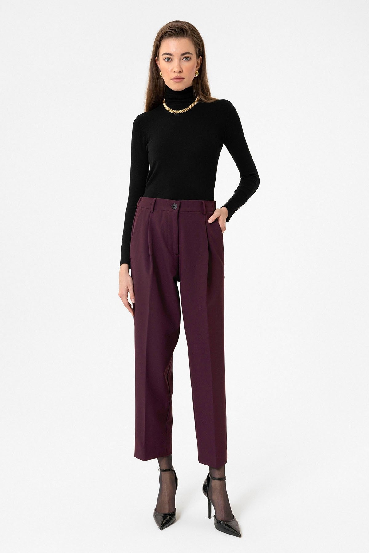 Antioch Kadın Yüksek Bel Straight Fit Kısa Pantolon