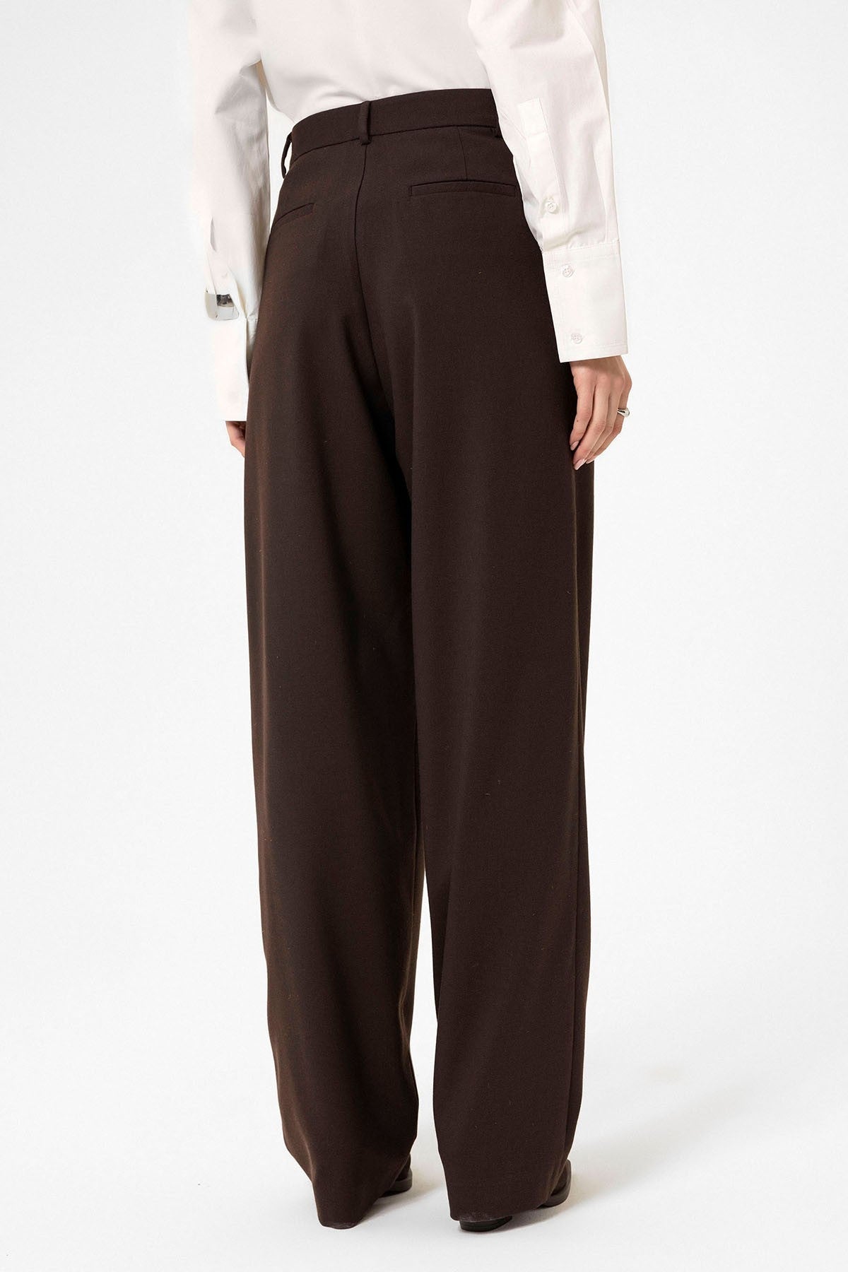 Kadın Yüksek Bel Pens Detaylı Straight Fit Pantolon
