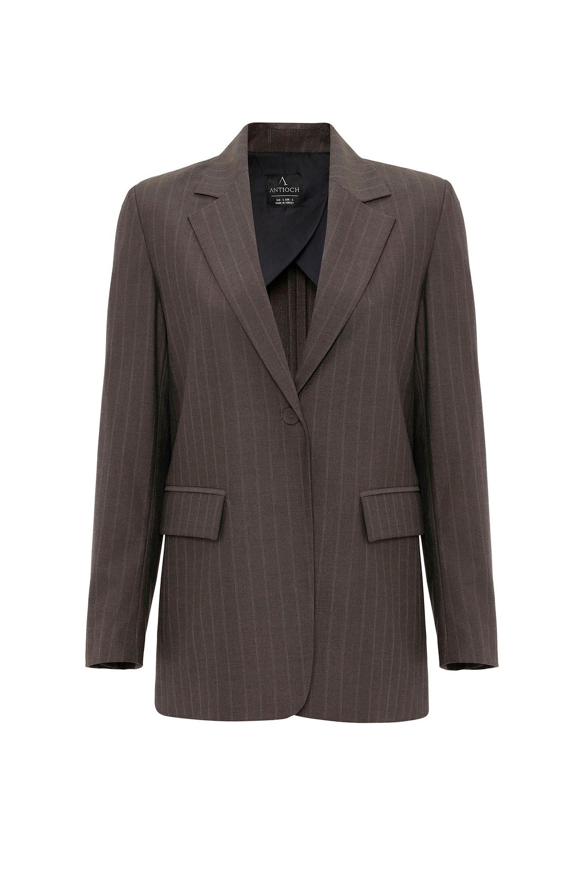 Antioch Kadın Tek Düğme Çizgili Blazer Ceket