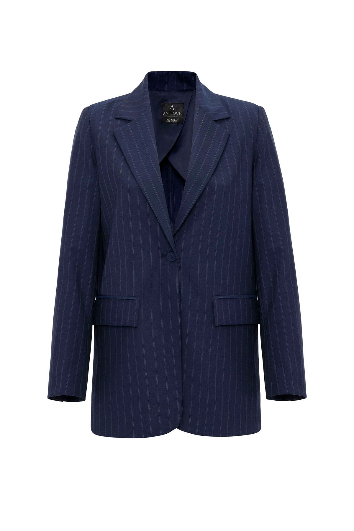 Antioch Kadın Tek Düğme Çizgili Blazer Ceket
