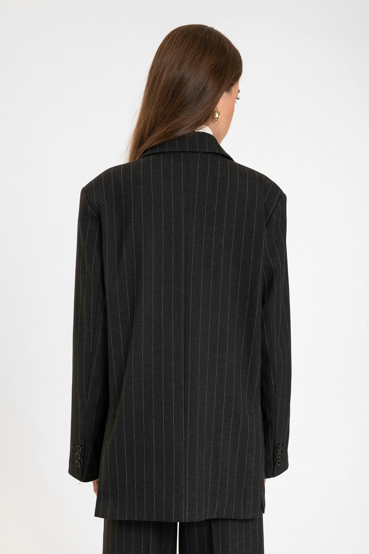 Antioch Kadın Çizgili Oversize Blazer Ceket