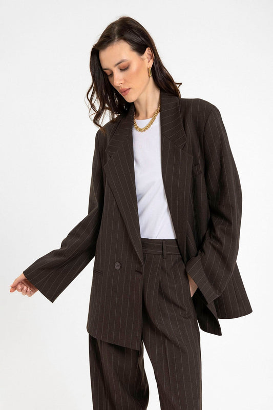 Antioch Kadın Çizgili Oversize Blazer Ceket