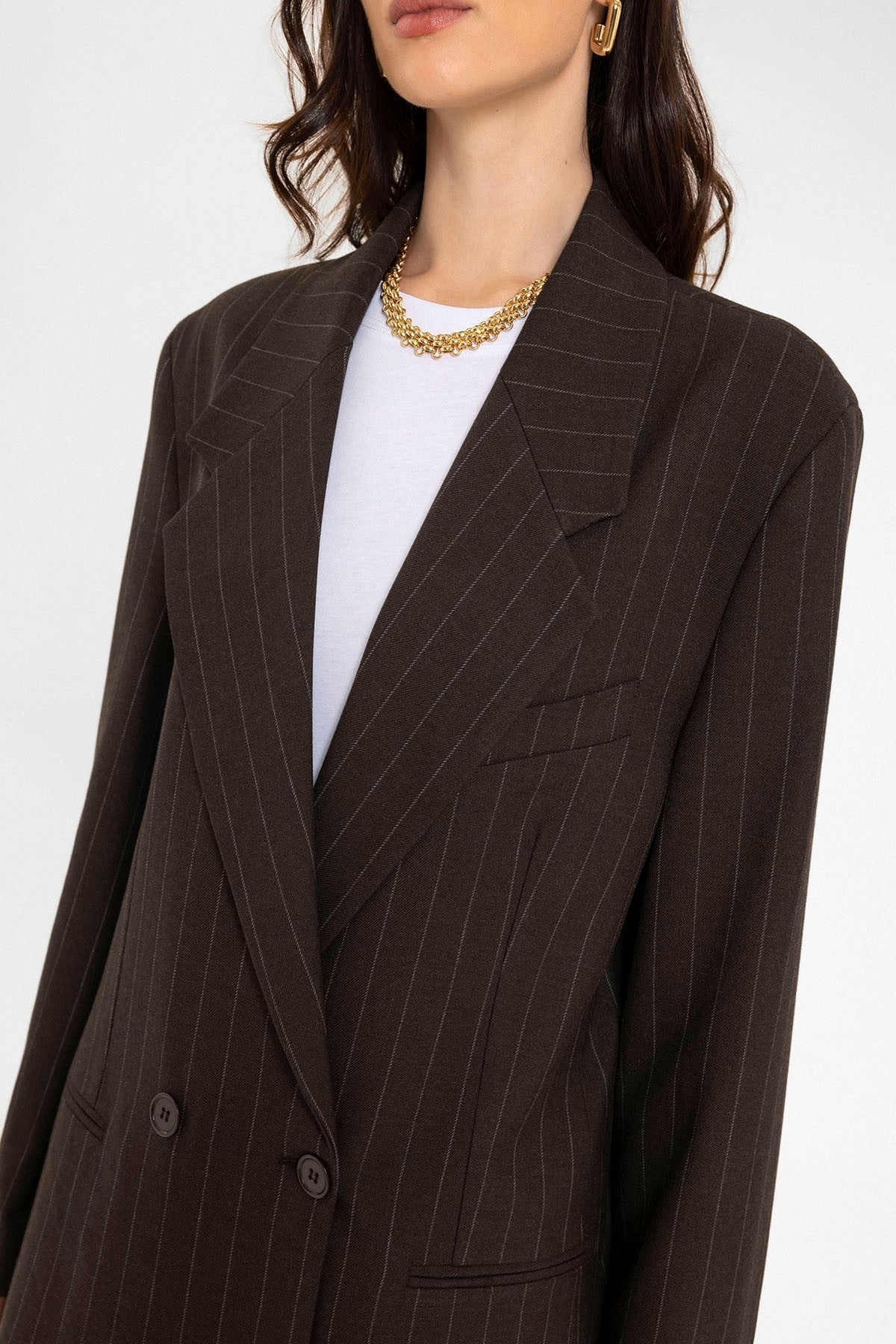 Antioch Kadın Çizgili Oversize Blazer Ceket