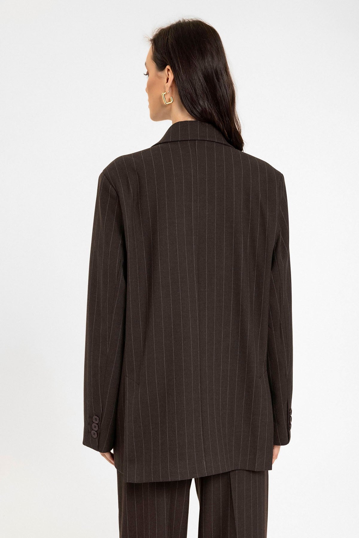 Antioch Kadın Çizgili Oversize Blazer Ceket