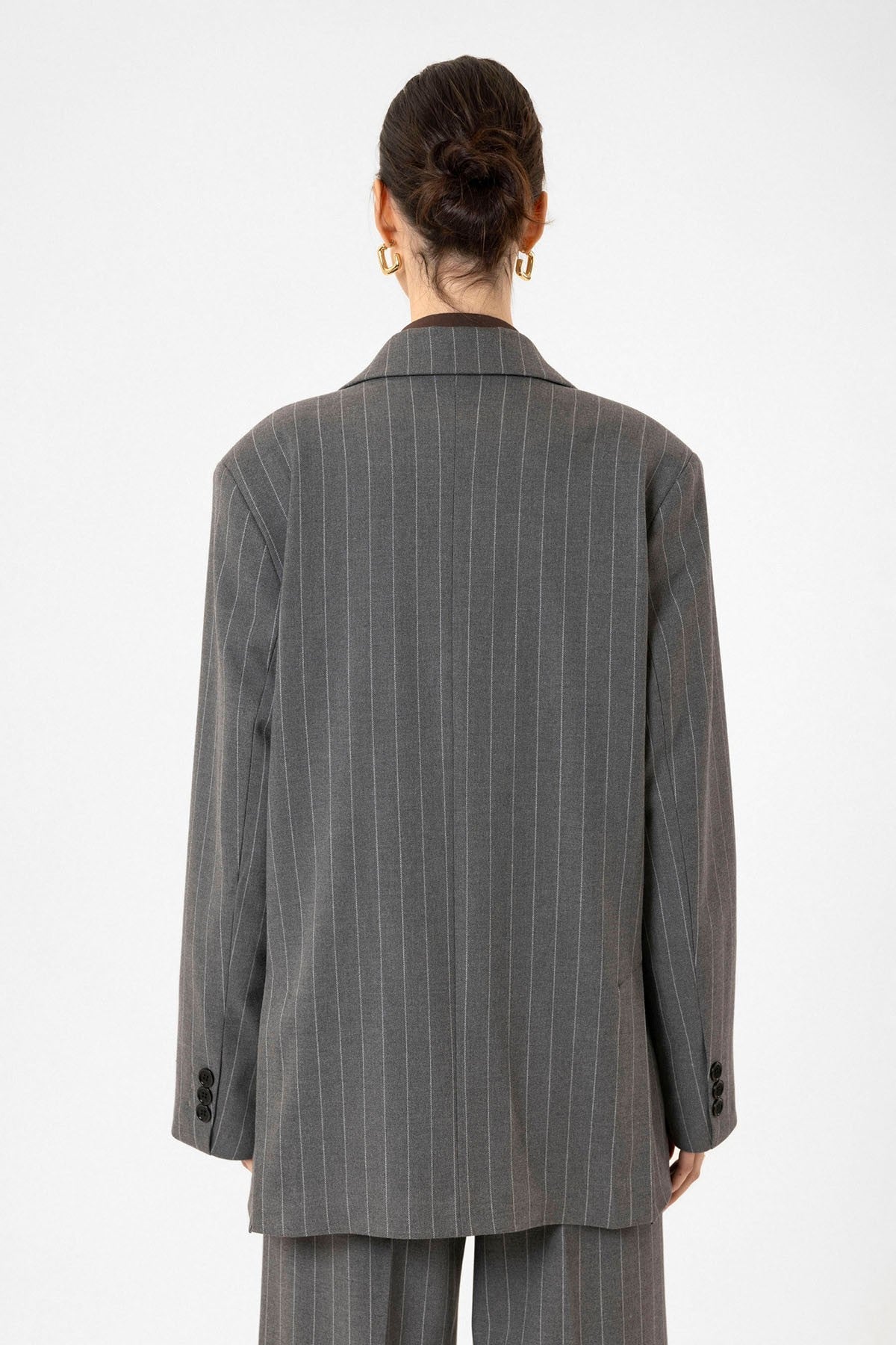 Antioch Kadın Çizgili Oversize Blazer Ceket