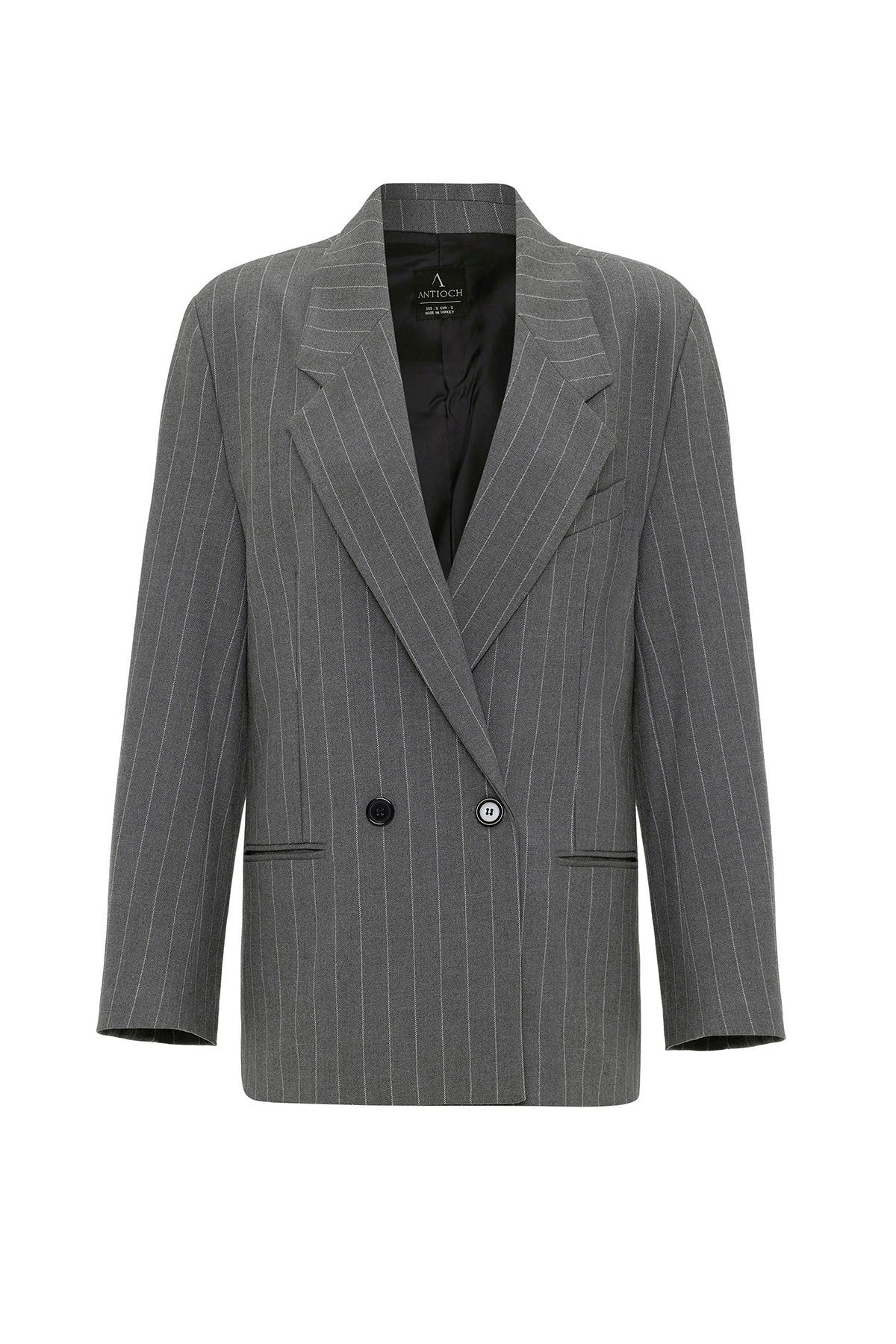 Antioch Kadın Çizgili Oversize Blazer Ceket