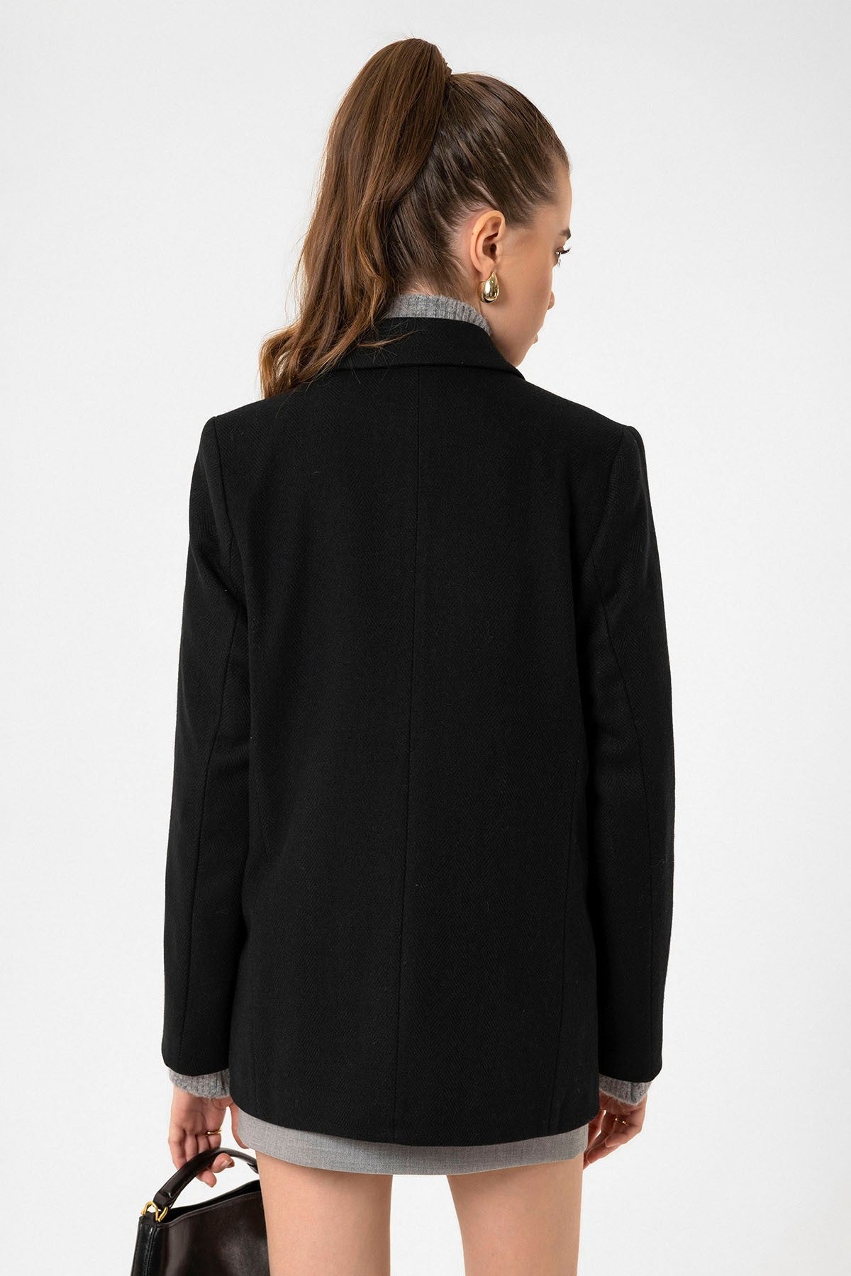 Antioch Kadın Yün Karışımlı Balıksırtı Desenli Blazer Ceket