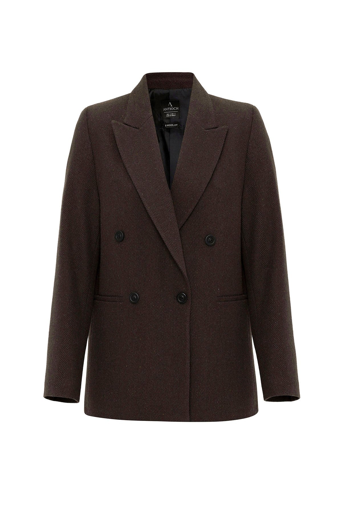 Antioch Kadın Yün Karışımlı Balıksırtı Desenli Blazer Ceket