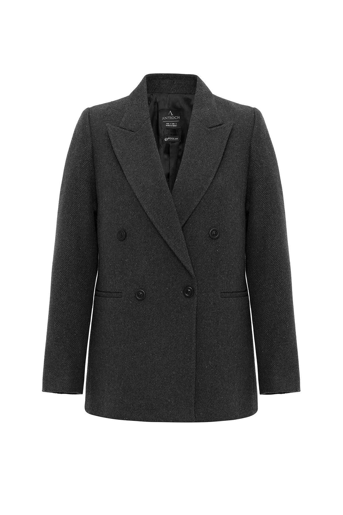 Antioch Kadın Yün Karışımlı Balıksırtı Desenli Blazer Ceket