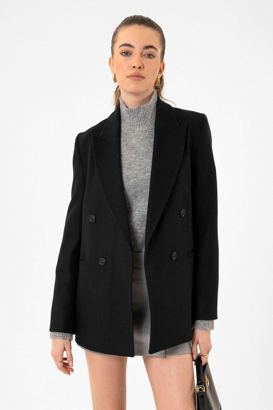 Antioch Kadın Yün Karışımlı Balıksırtı Desenli Blazer Ceket