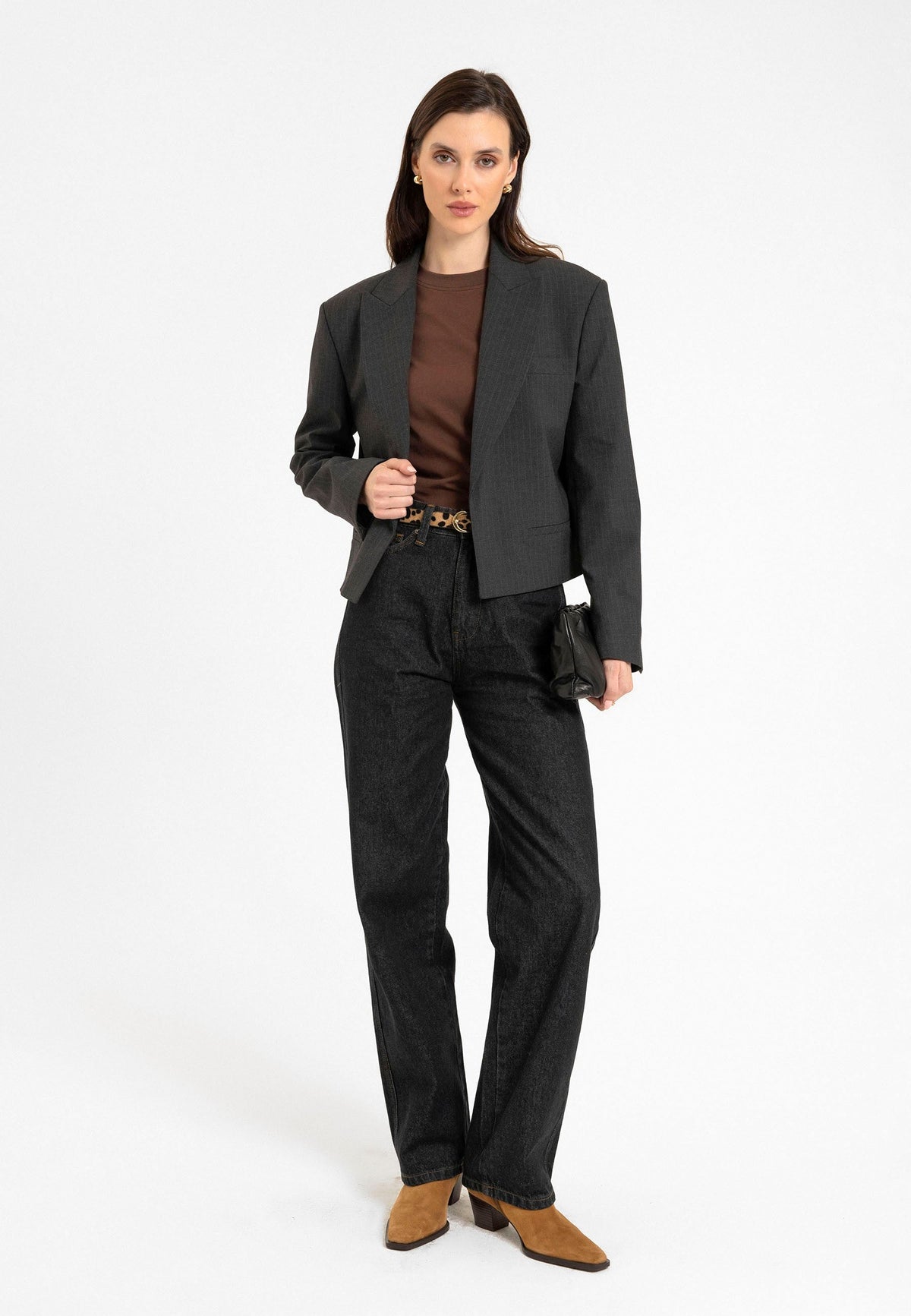Antioch Relax Fit Düğmesiz Crop Kadın Blazer Ceket