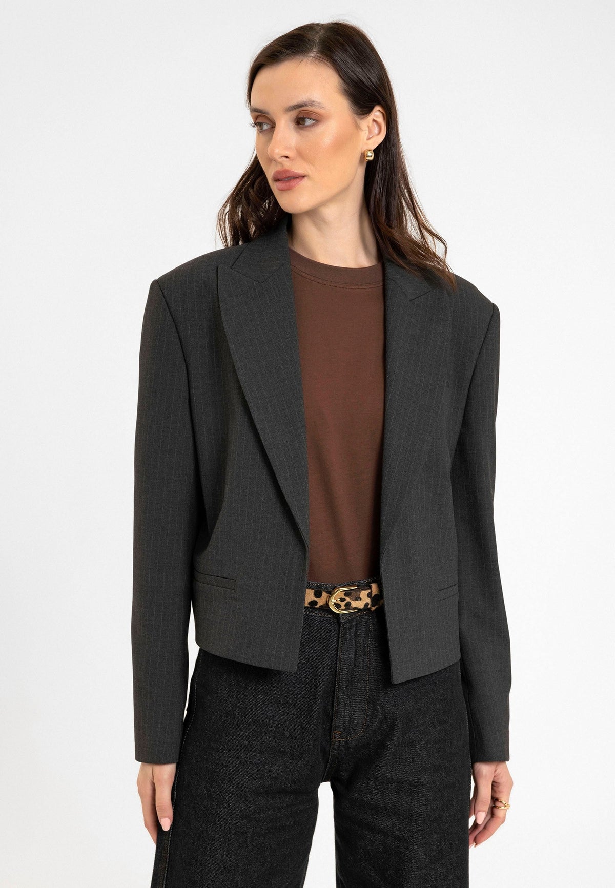 Antioch Relax Fit Düğmesiz Crop Kadın Blazer Ceket