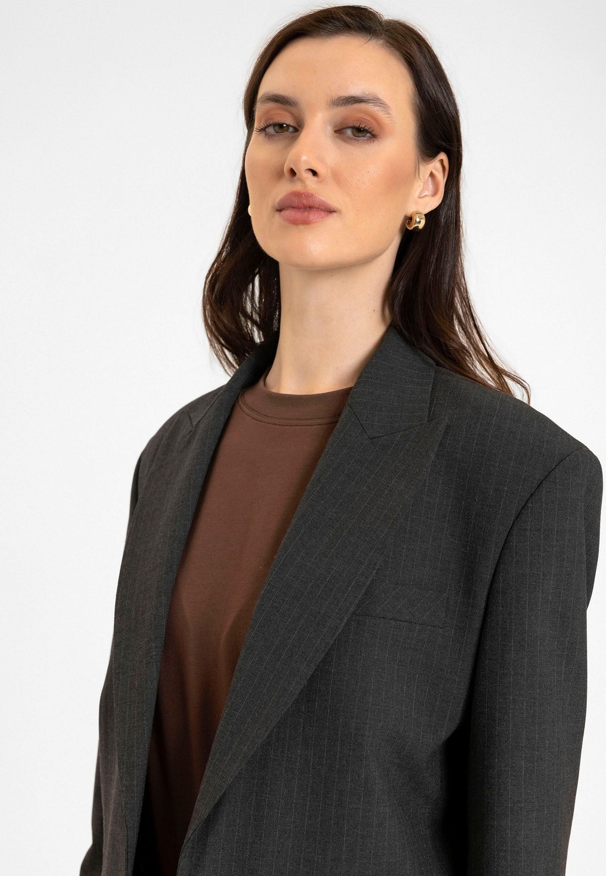 Antioch Relax Fit Düğmesiz Crop Kadın Blazer Ceket