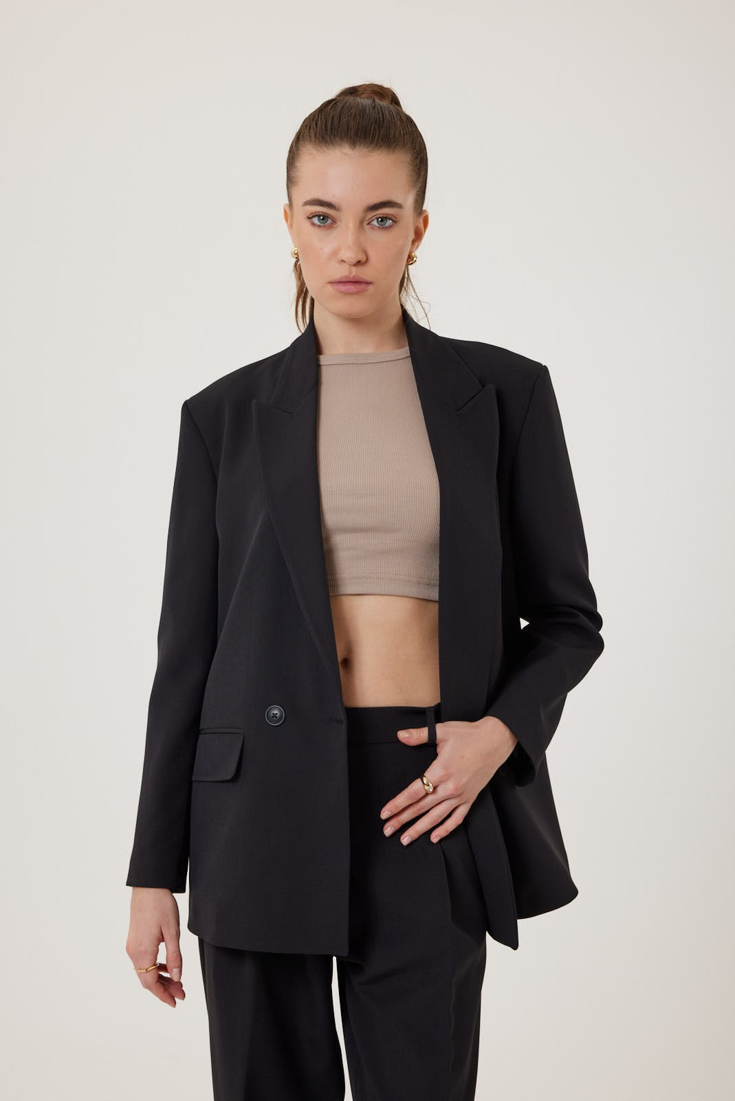 Antioch Kadın Kruvaze Kapama Oversize Blazer Ceket