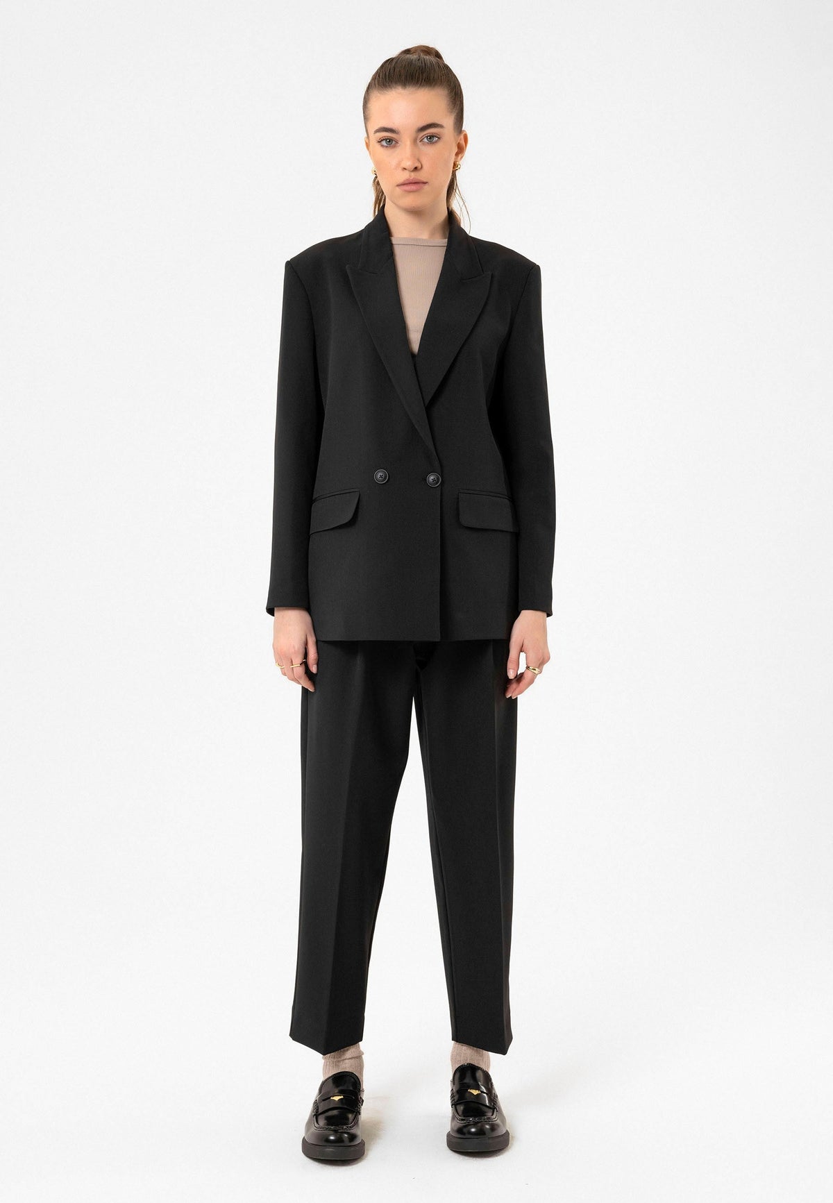 Antioch Kadın Kruvaze Kapama Oversize Blazer Ceket