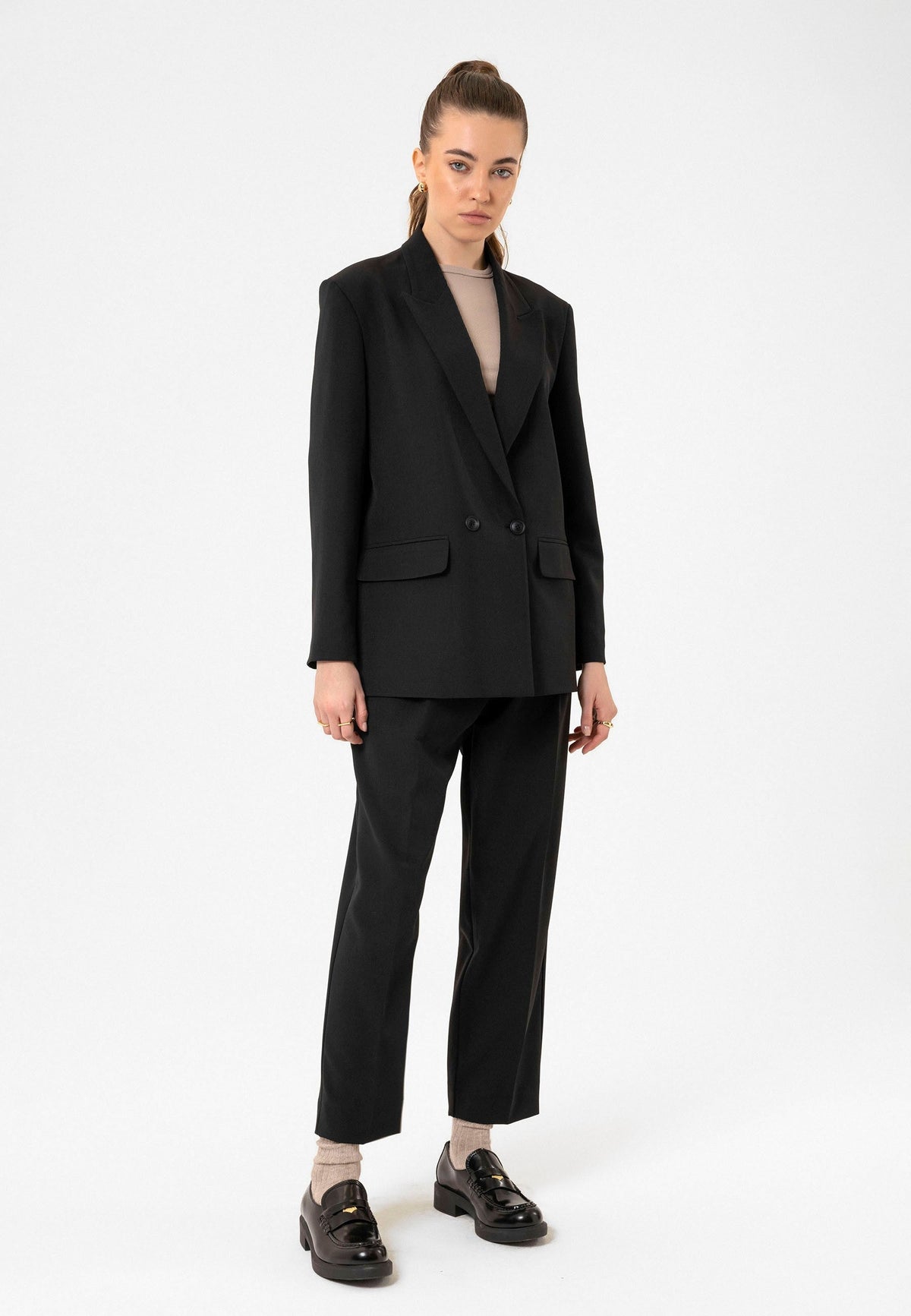 Antioch Kadın Kruvaze Kapama Oversize Blazer Ceket