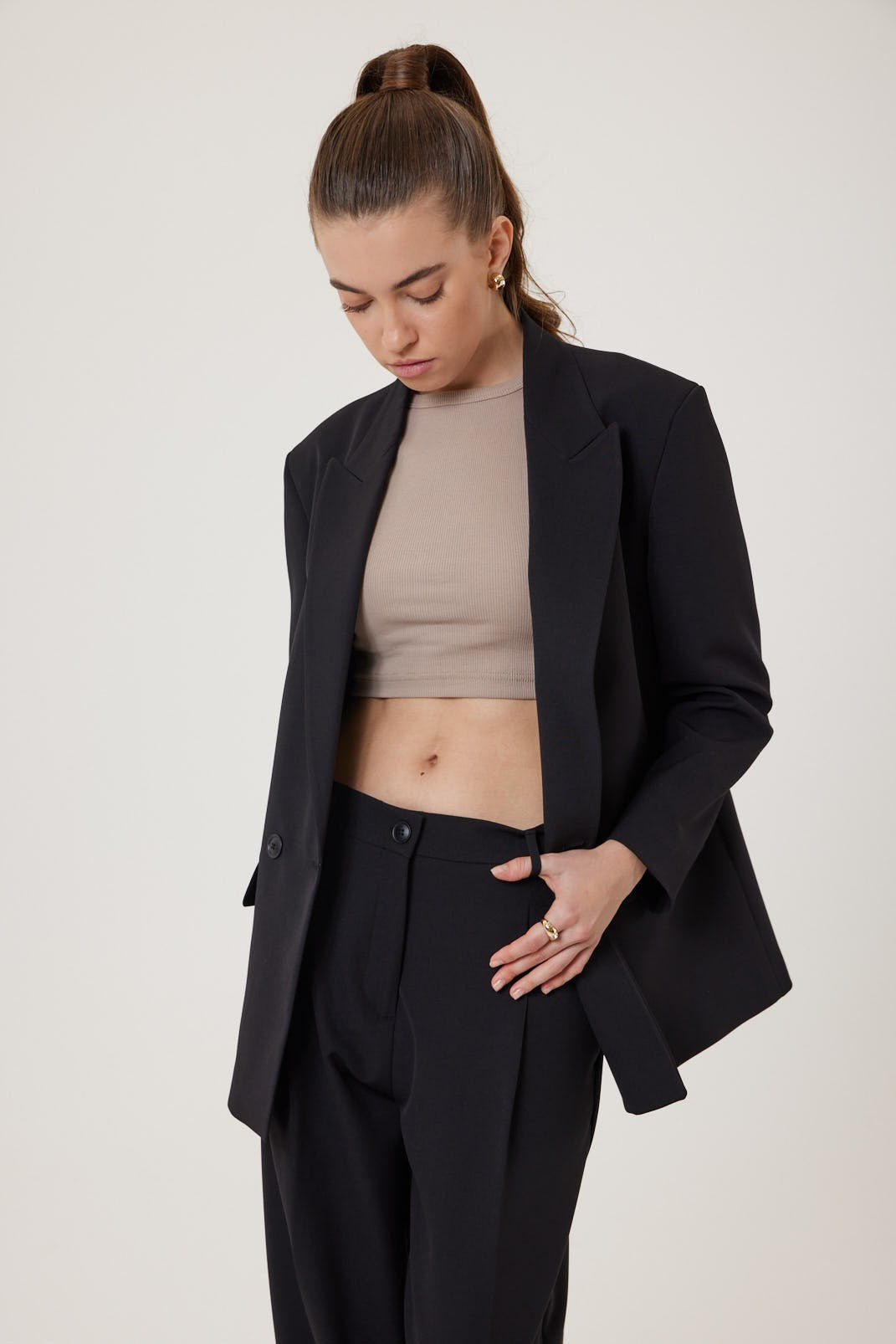 Antioch Kadın Kruvaze Kapama Oversize Blazer Ceket
