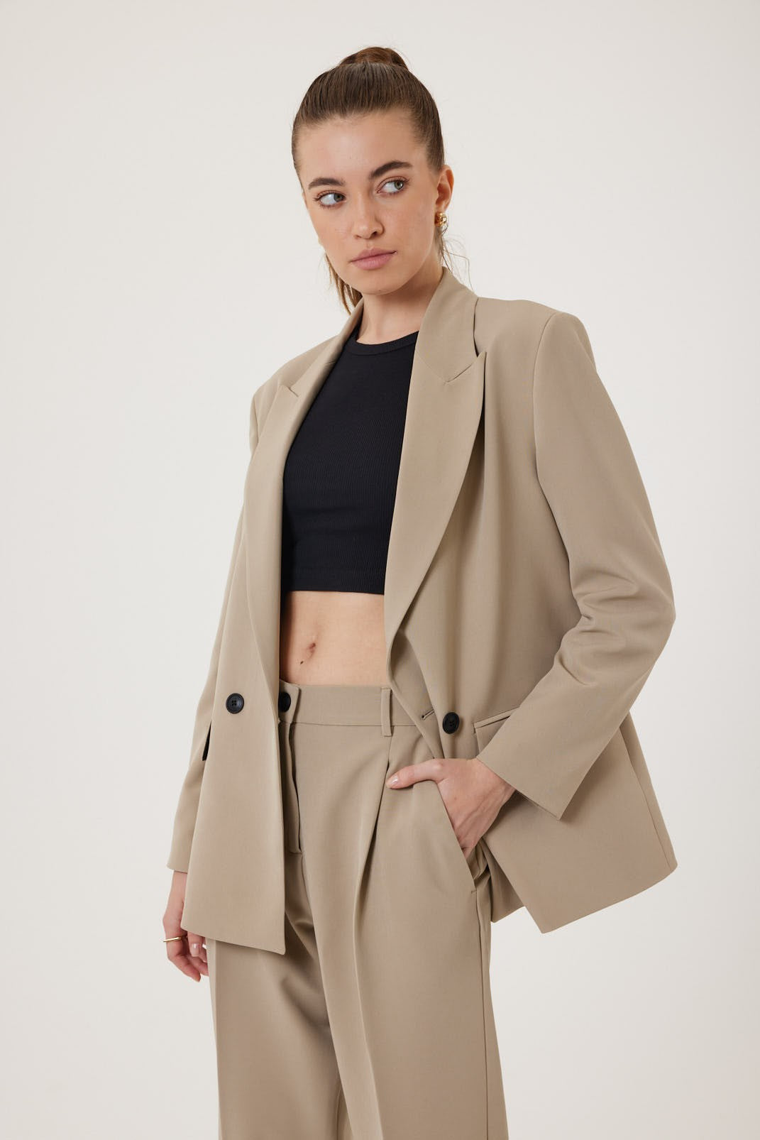 Antioch Kadın Kruvaze Kapama Oversize Blazer Ceket