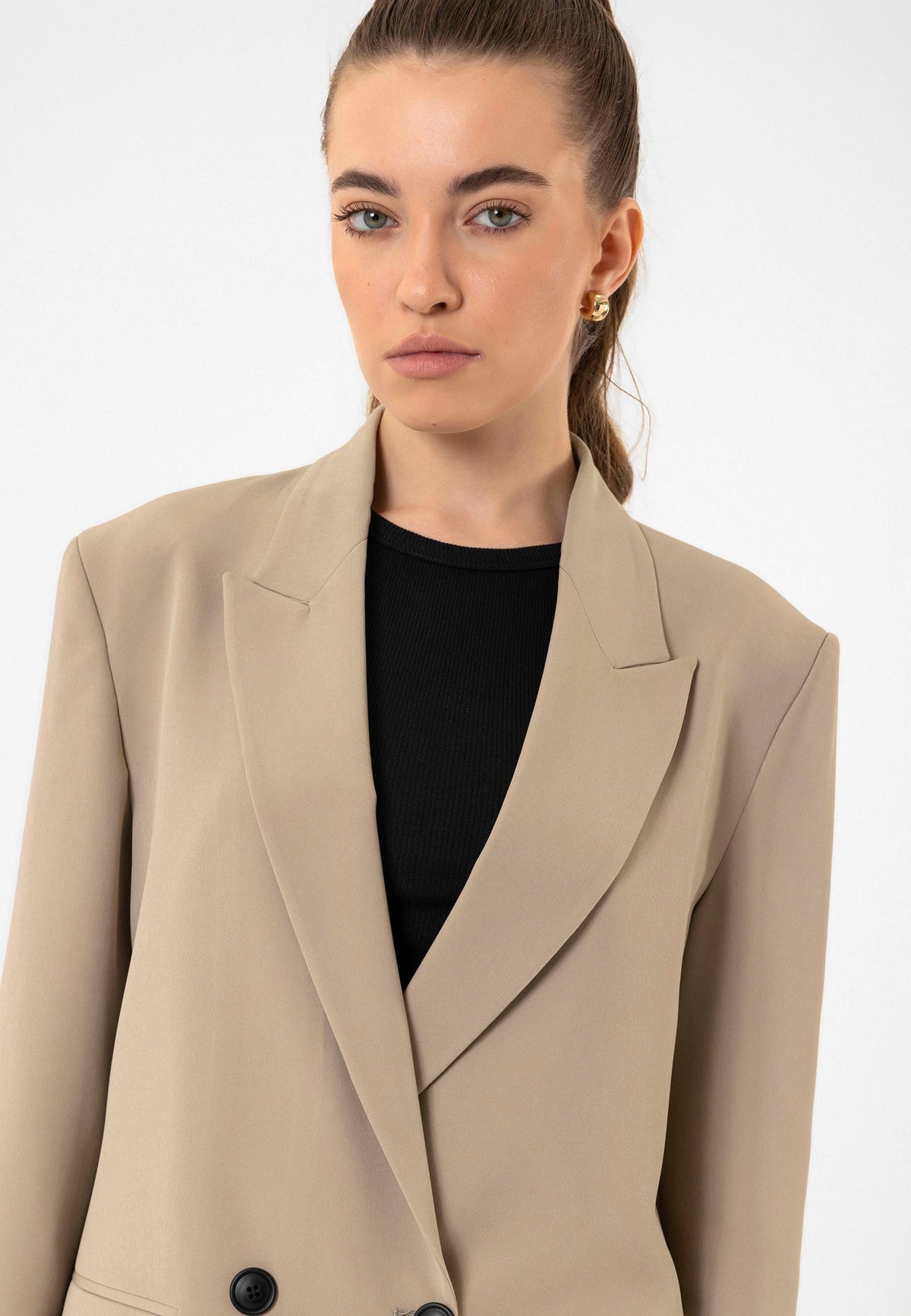 Antioch Kadın Kruvaze Kapama Oversize Blazer Ceket