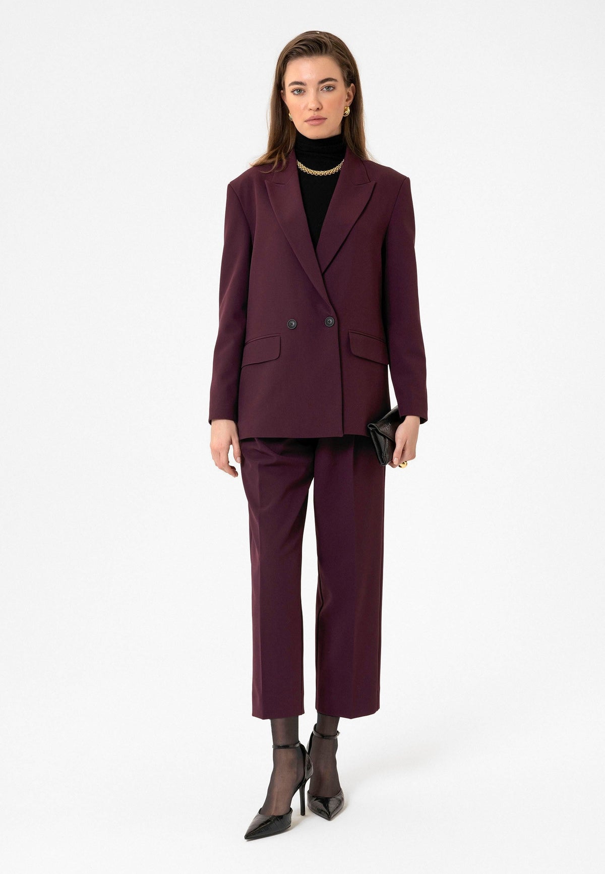 Antioch Kadın Kruvaze Kapama Oversize Blazer Ceket