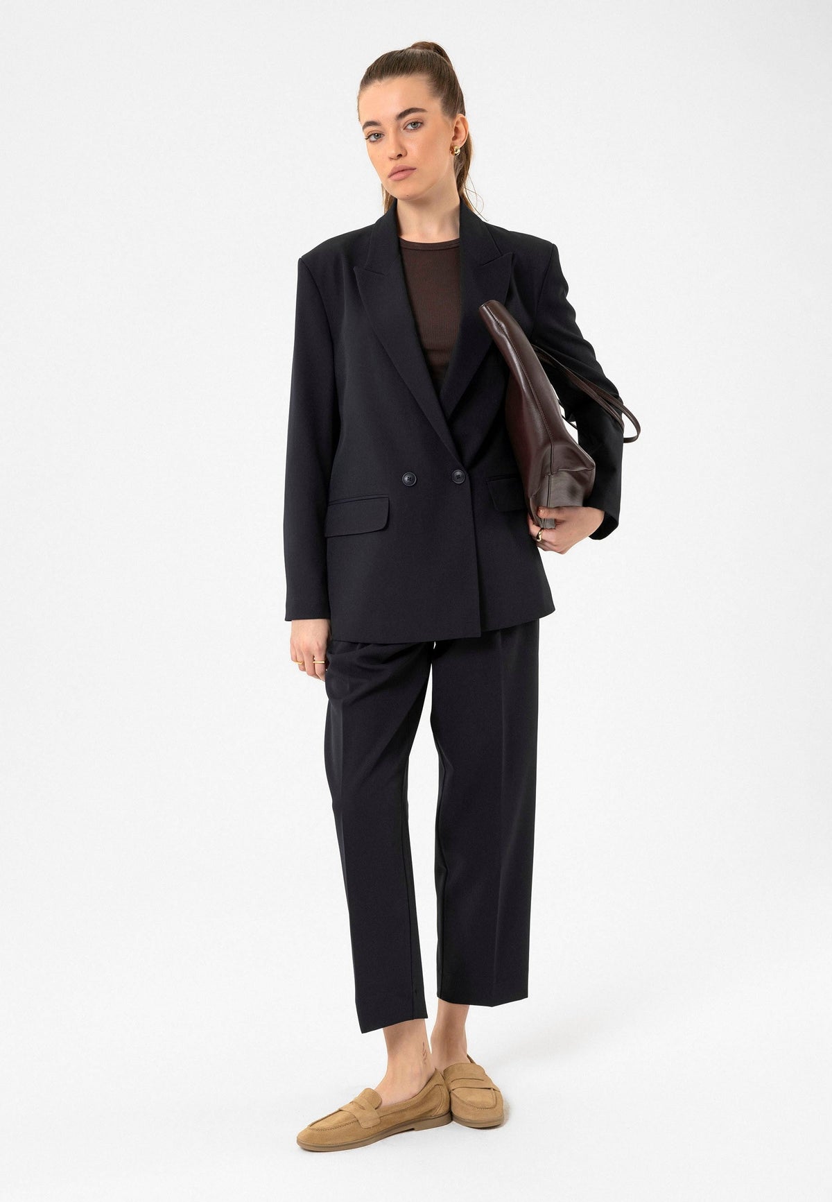 Antioch Kadın Kruvaze Kapama Oversize Blazer Ceket