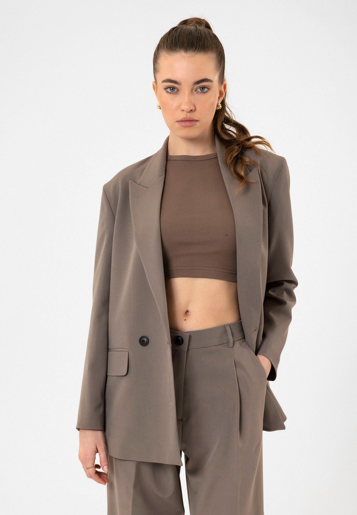 Antioch Kadın Kruvaze Kapama Oversize Blazer Ceket