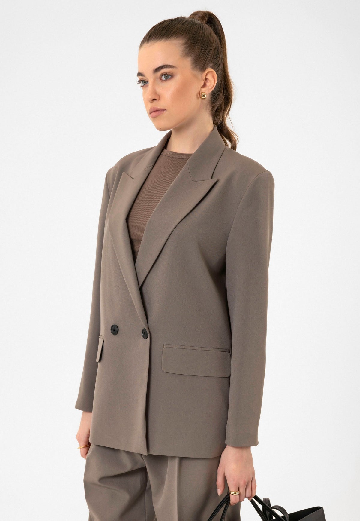 Antioch Kadın Kruvaze Kapama Oversize Blazer Ceket