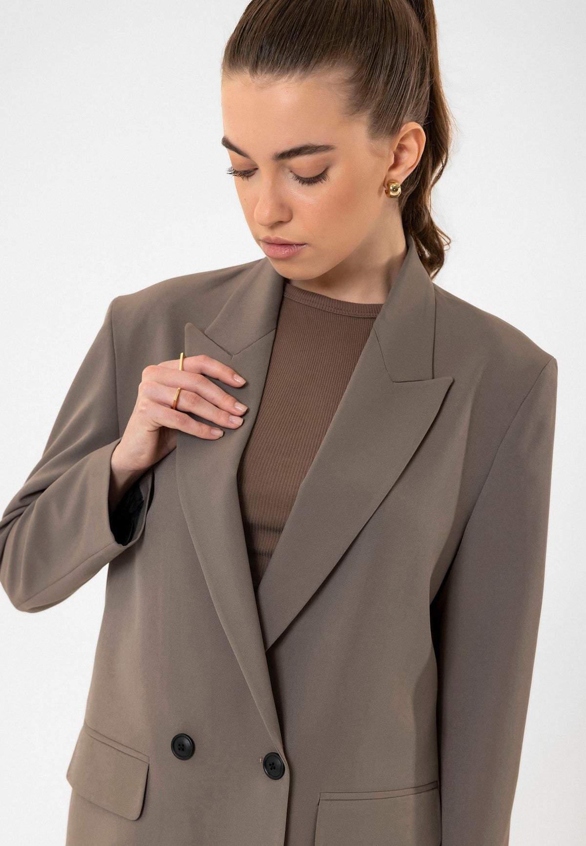 Antioch Kadın Kruvaze Kapama Oversize Blazer Ceket