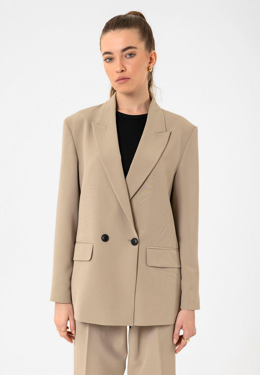 Antioch Kadın Kruvaze Kapama Oversize Blazer Ceket