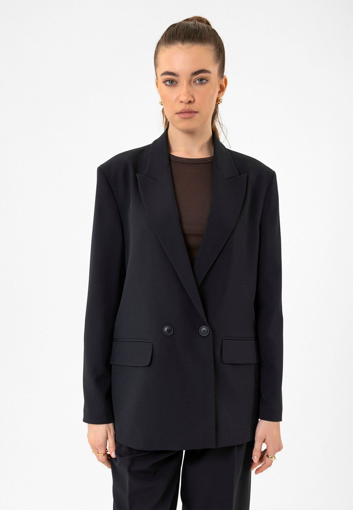 Antioch Kadın Kruvaze Kapama Oversize Blazer Ceket