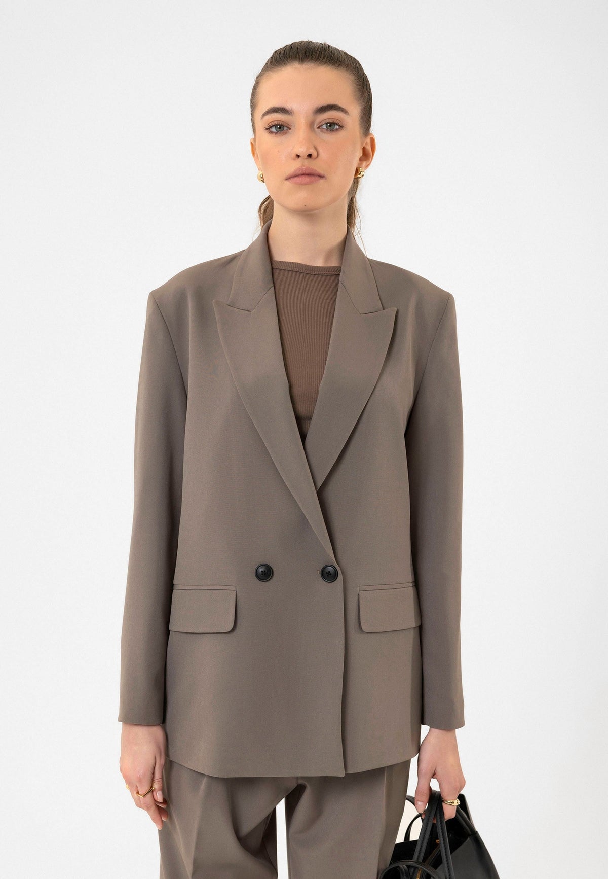 Antioch Kadın Kruvaze Kapama Oversize Blazer Ceket