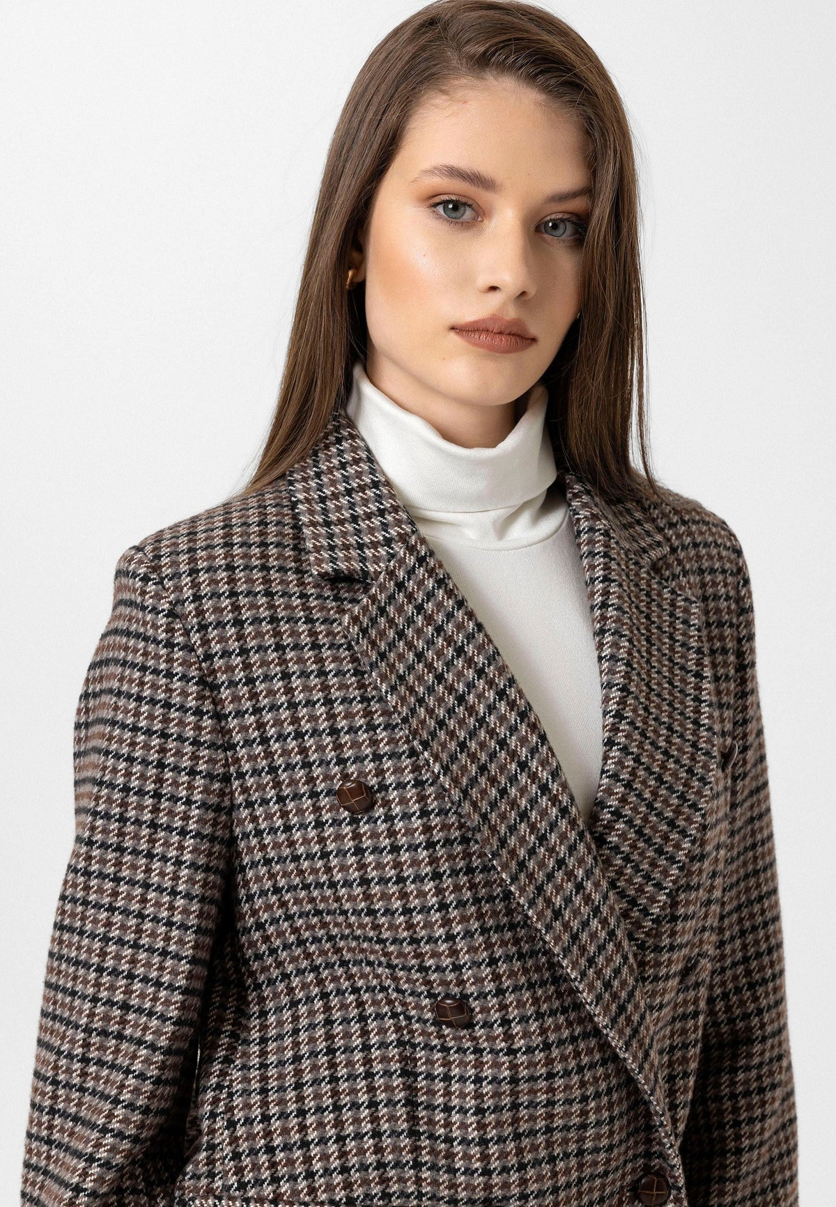 Antioch Kadın Kazayağı Desenli Blazer Ceket