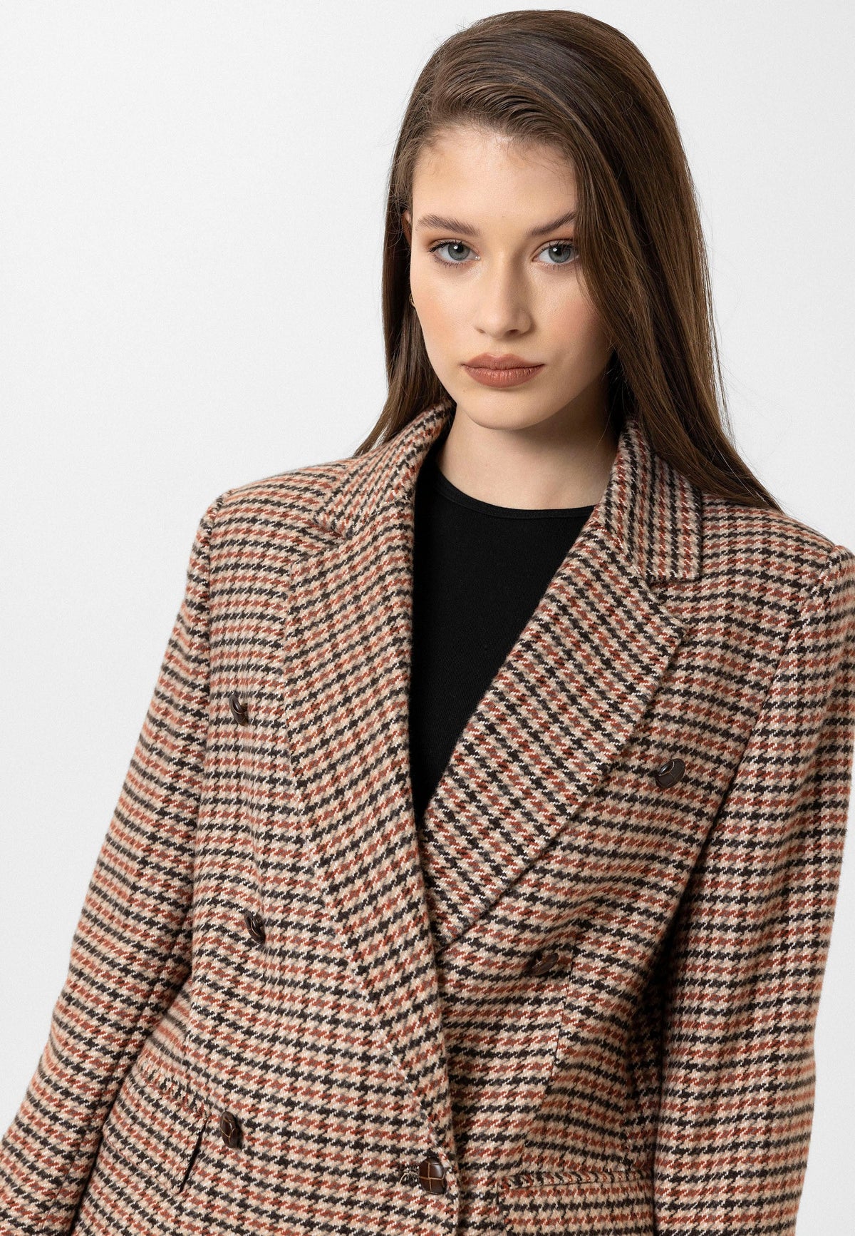 Antioch Kadın Kazayağı Desenli Blazer Ceket