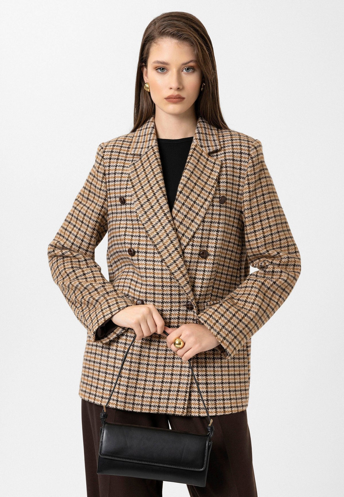 Antioch Kadın Kazayağı Desenli Blazer Ceket