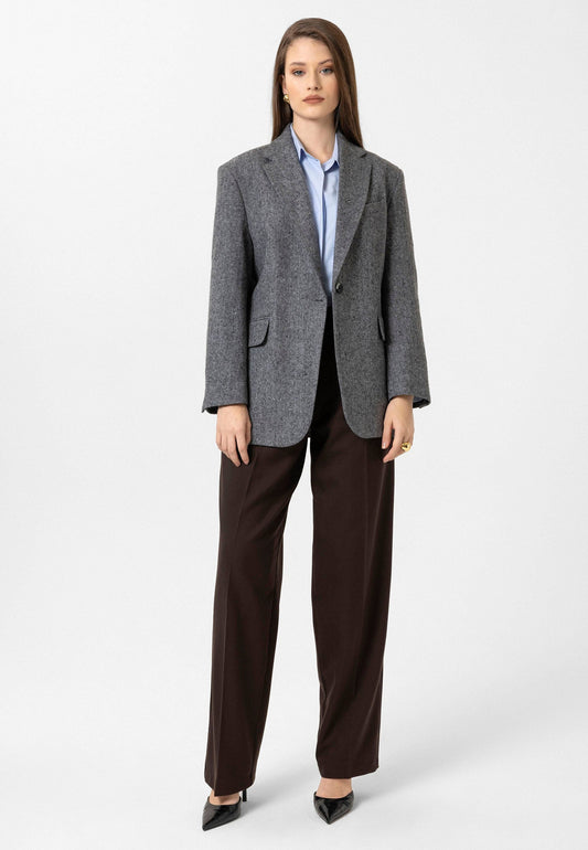 Antioch Kadın Relax Fit Balıksırtı Desenli Blazer Ceket